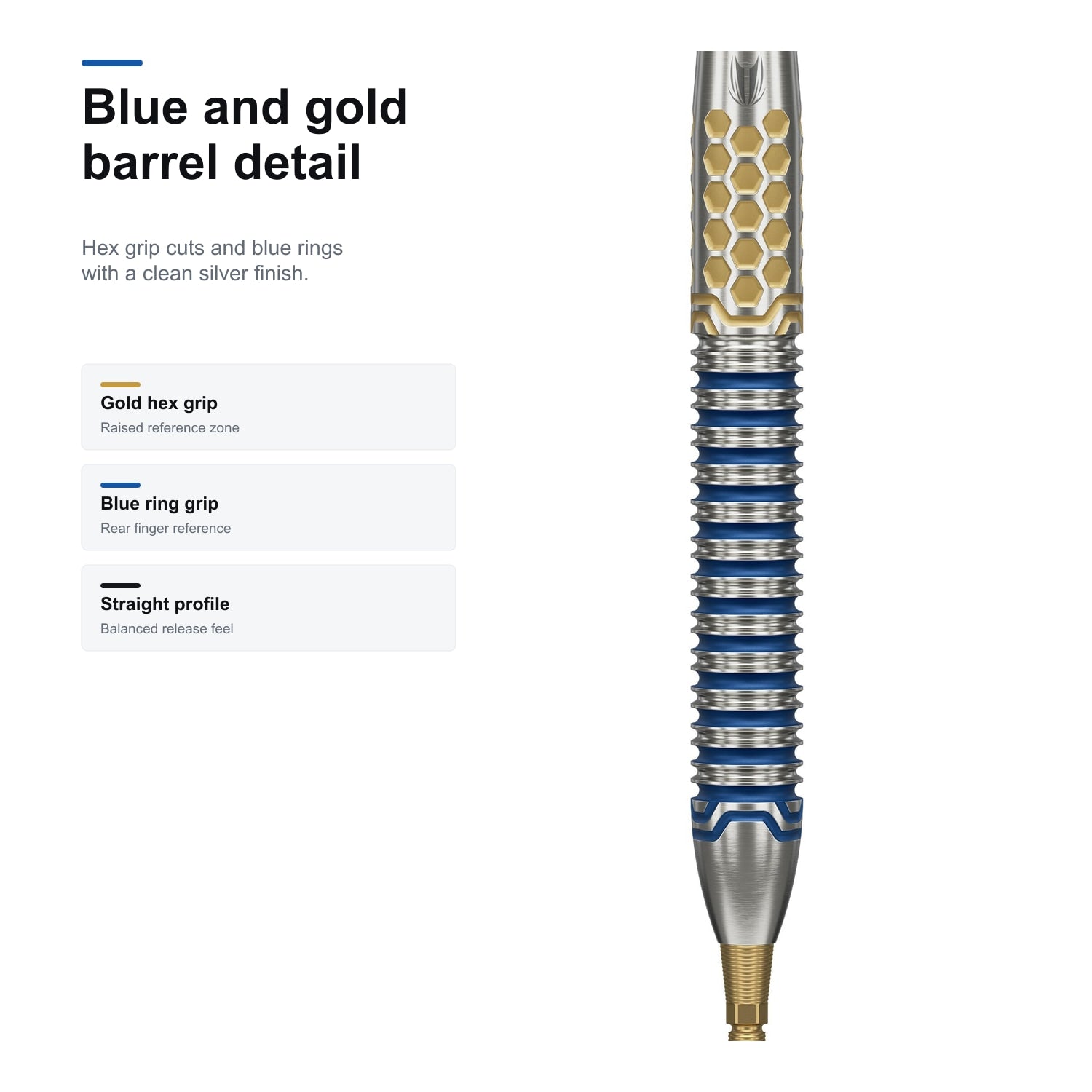 Target Josh Rock G1 90% SP blue and gold barrel detail