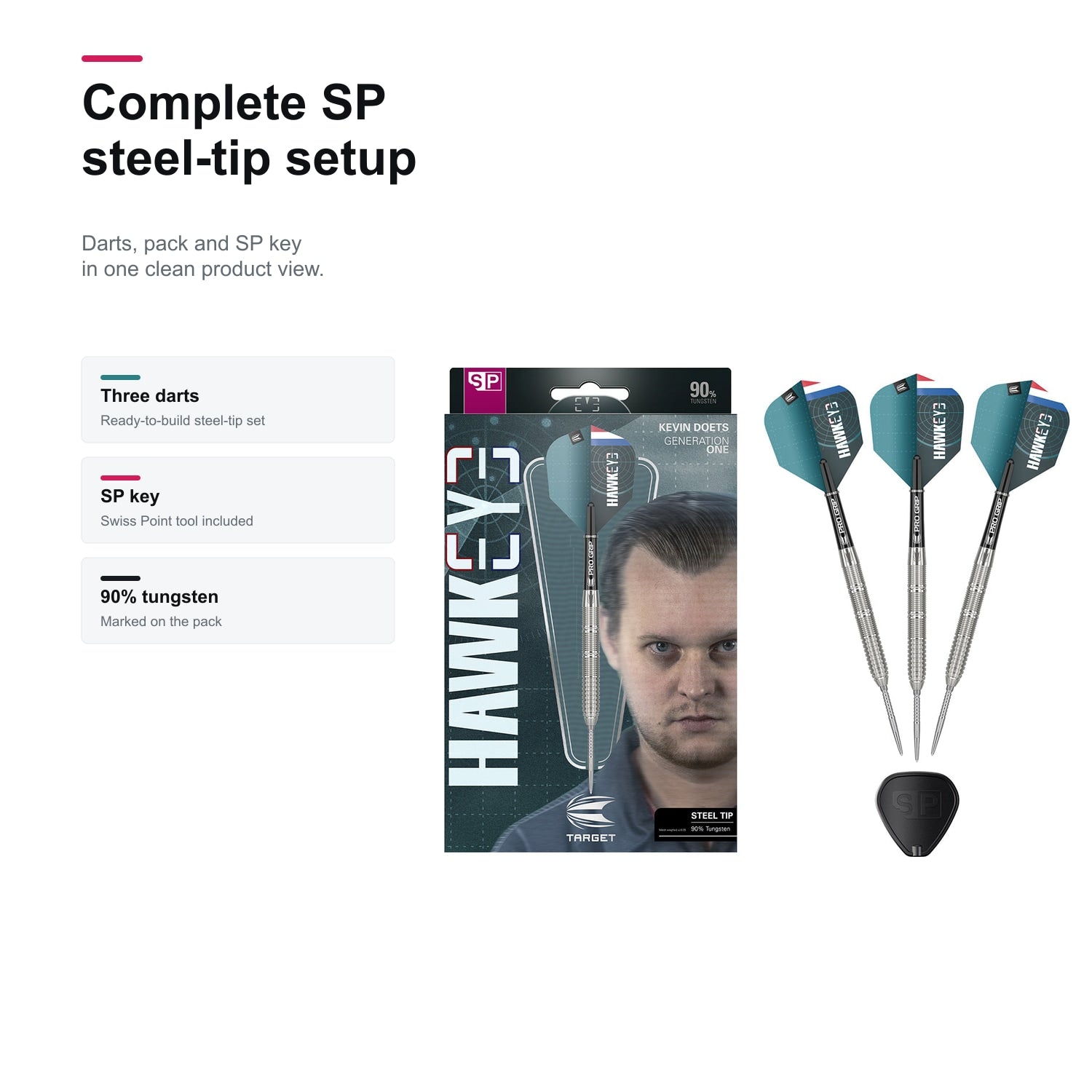 Target Kevin Doets 90% SP complete steel tip setup