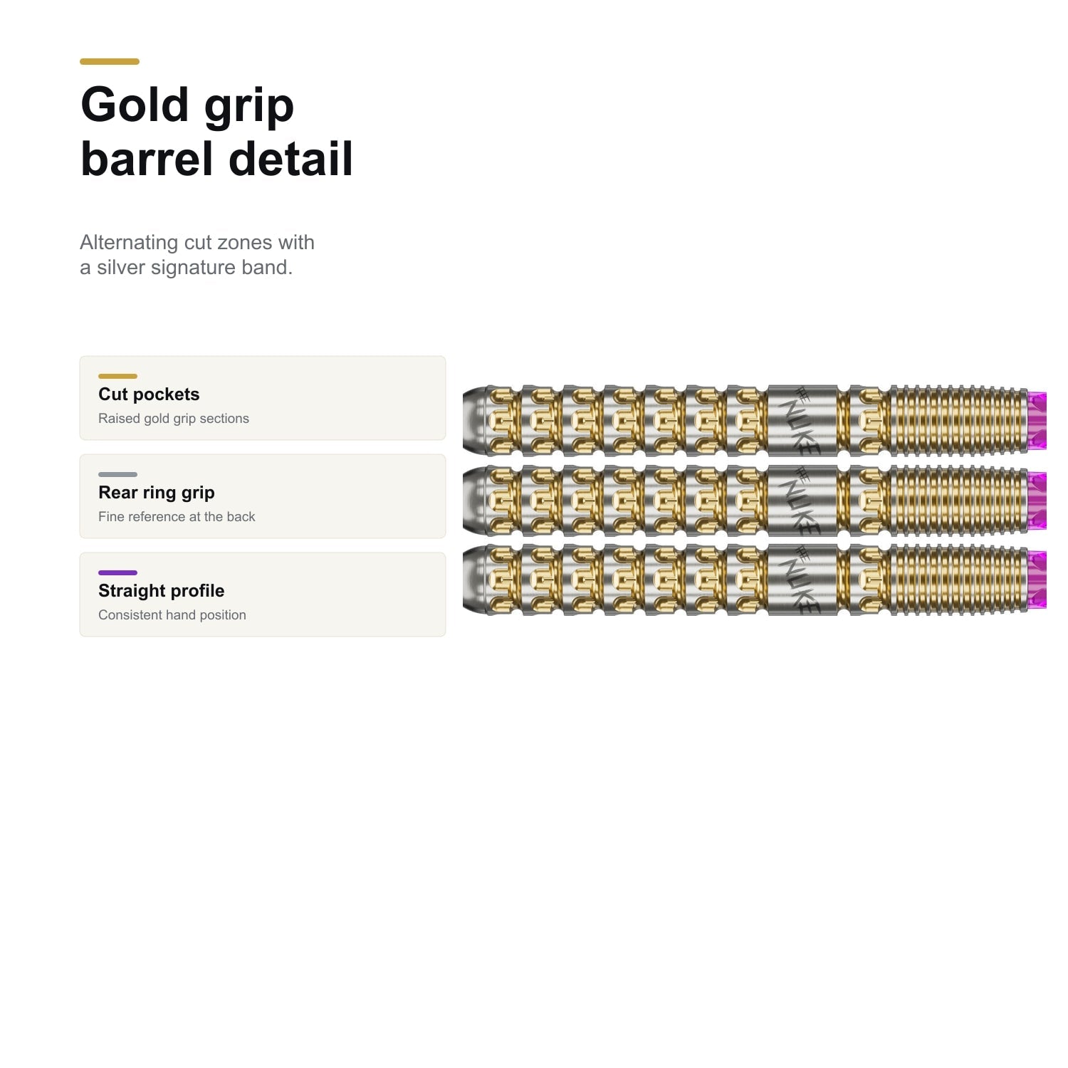 Target Luke Littler G1 Prodigy 95% SP darts gold grip barrel detail