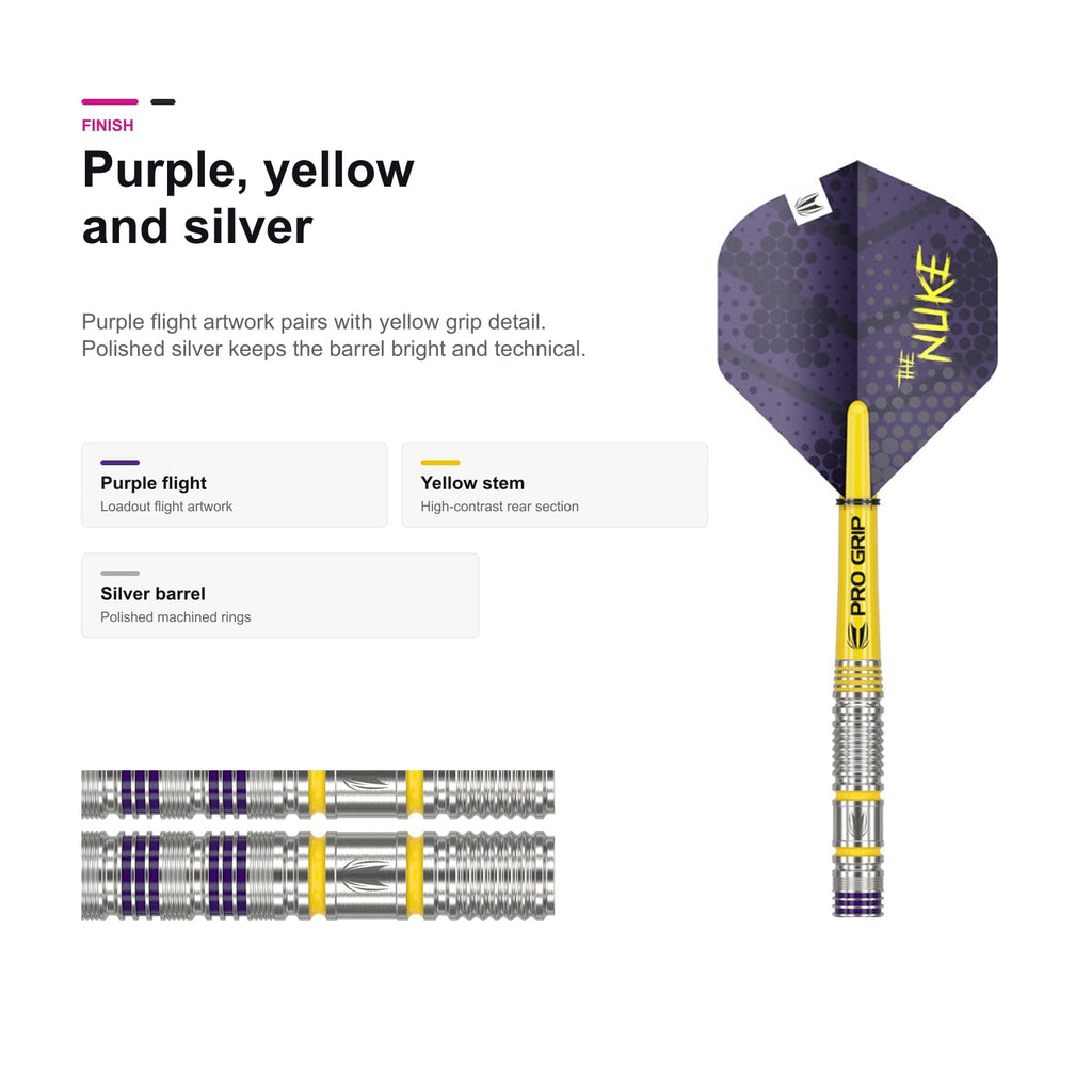 Target Luke Littler Loadout 90% Swiss purple yellow silver finish