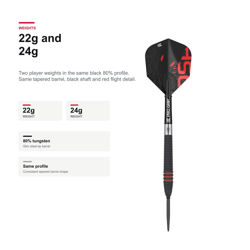 Target Nathan Aspinall Black 80% Swiss 22g and 24g darts