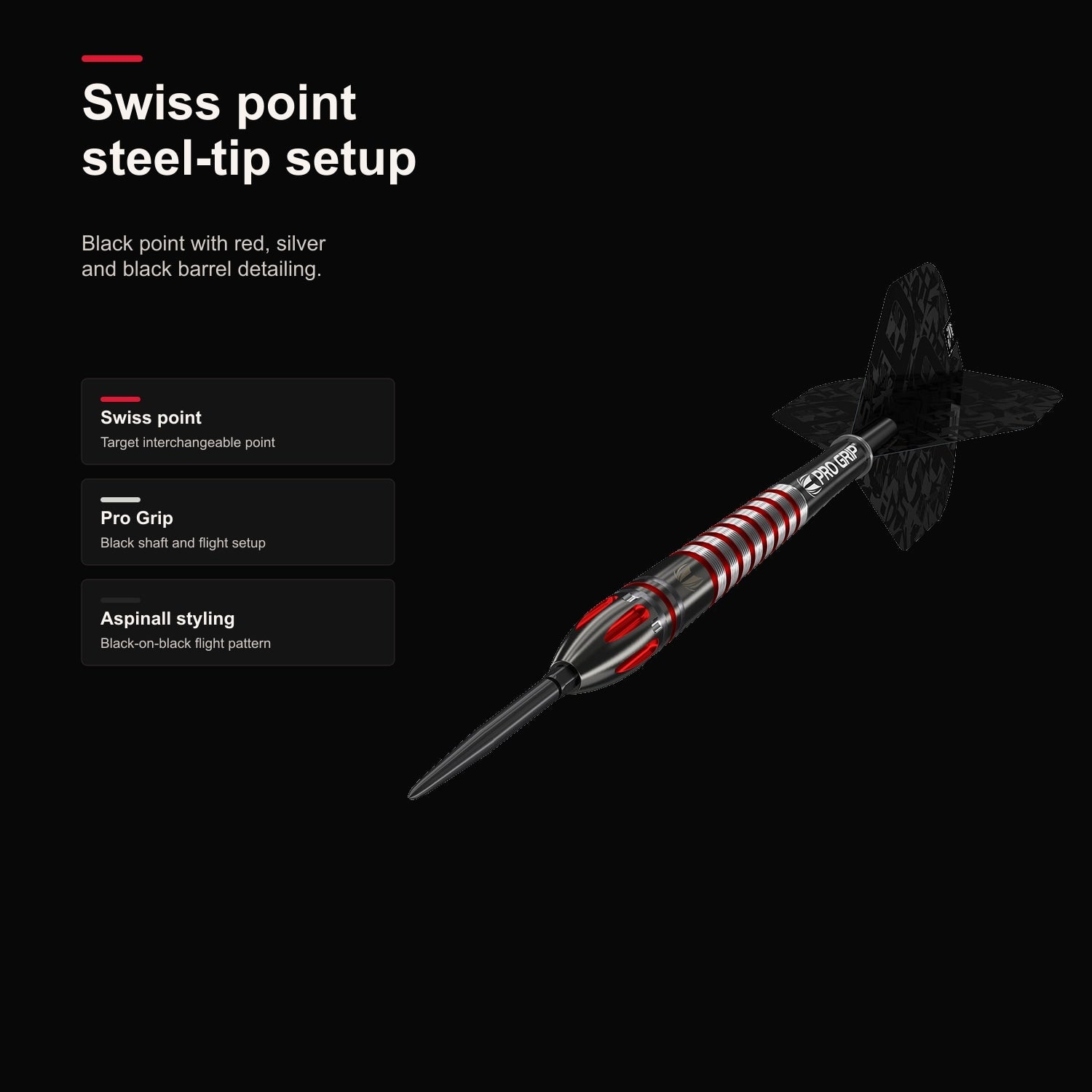 Target Nathan Aspinall Black 90% Swiss darts steel-tip setup