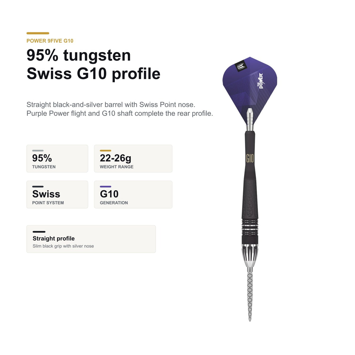 Target Phil Taylor Power 9Five 95% Swiss G10 tungsten profile image