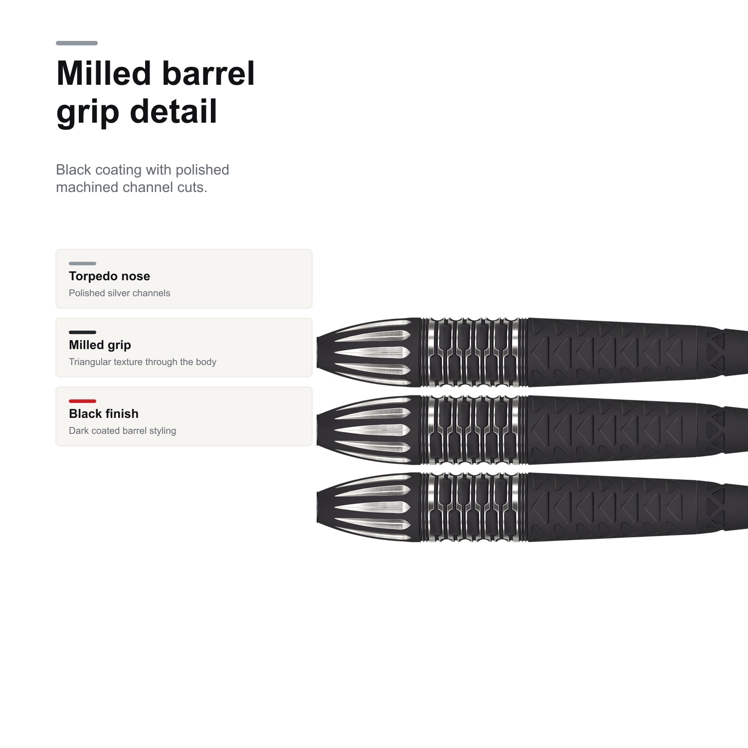 Target Phil Taylor Raw Power G11 95% SP milled barrel grip detail image
