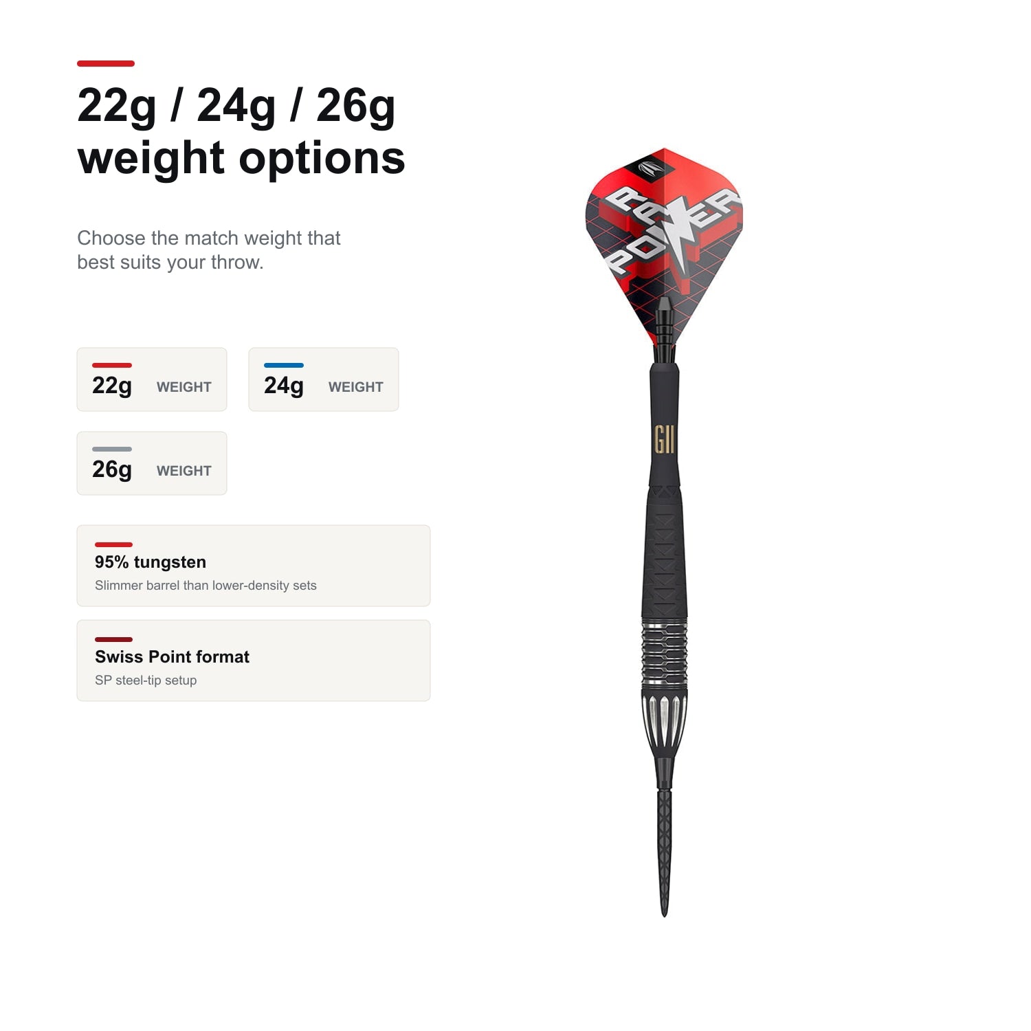 Target Phil Taylor Raw Power G11 95% SP 22g 24g and 26g weight options image