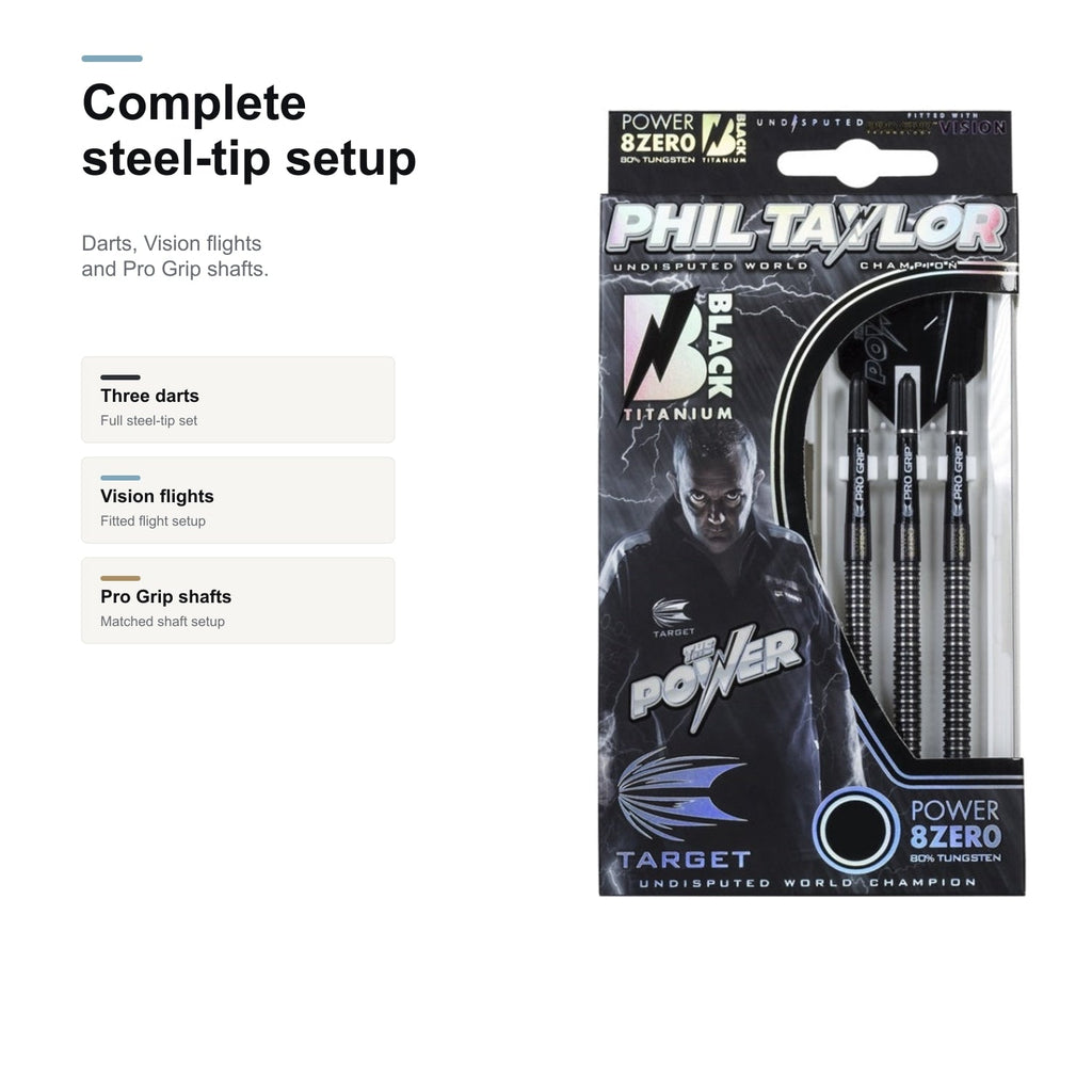 Target Power Taylor 8Zero Black A complete steel tip setup