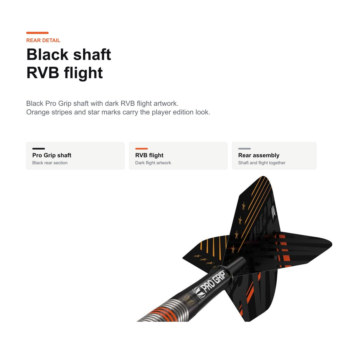 Target Raymond van Barneveld Black 80% Swiss Pro Grip and flight detail