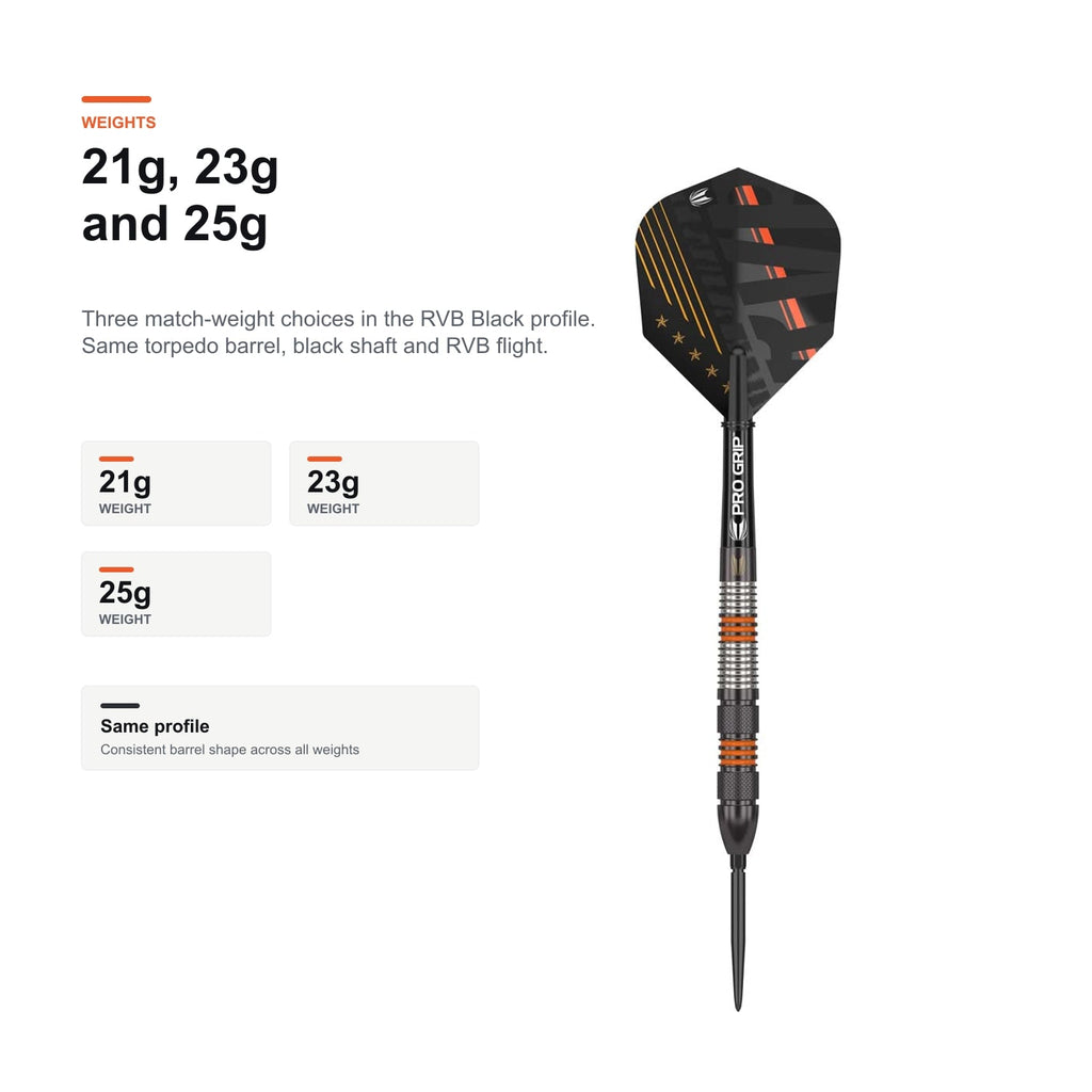 Target Raymond van Barneveld Black 80% Swiss 21g 23g and 25g darts