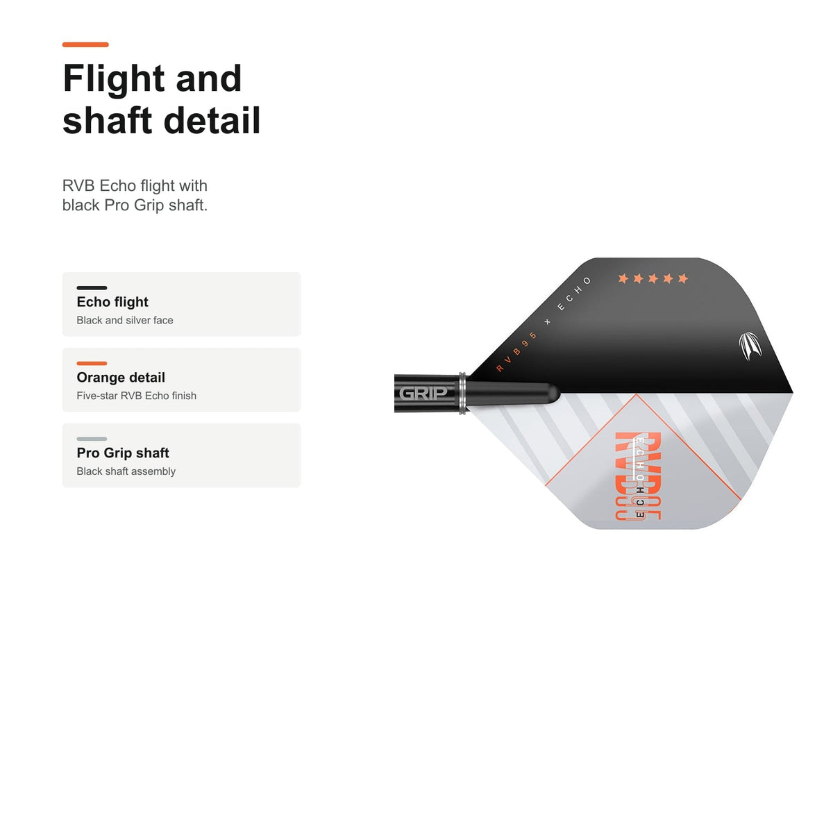 Target Raymond van Barneveld Echo 95% Swiss flight and shaft detail