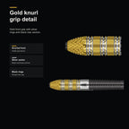 Target Raymond van Barneveld G4 RVB 95% Swiss gold knurl grip detail