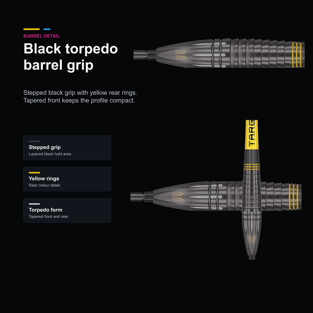 Target Scott Williams Black 90% Swiss black torpedo barrel detail