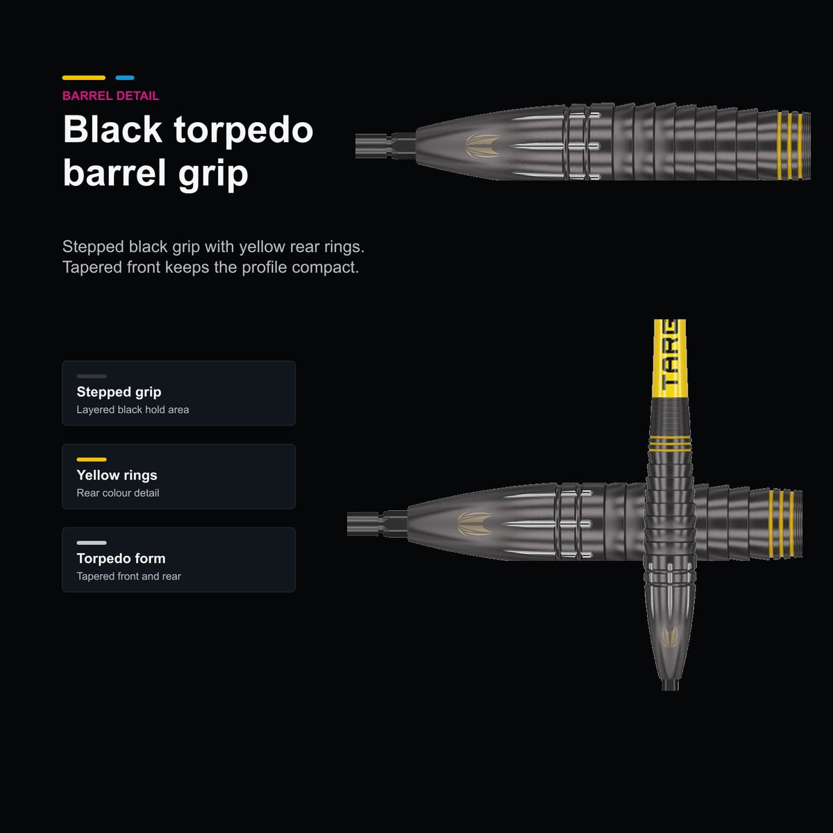 Target Scott Williams Black 90% Swiss black torpedo barrel detail