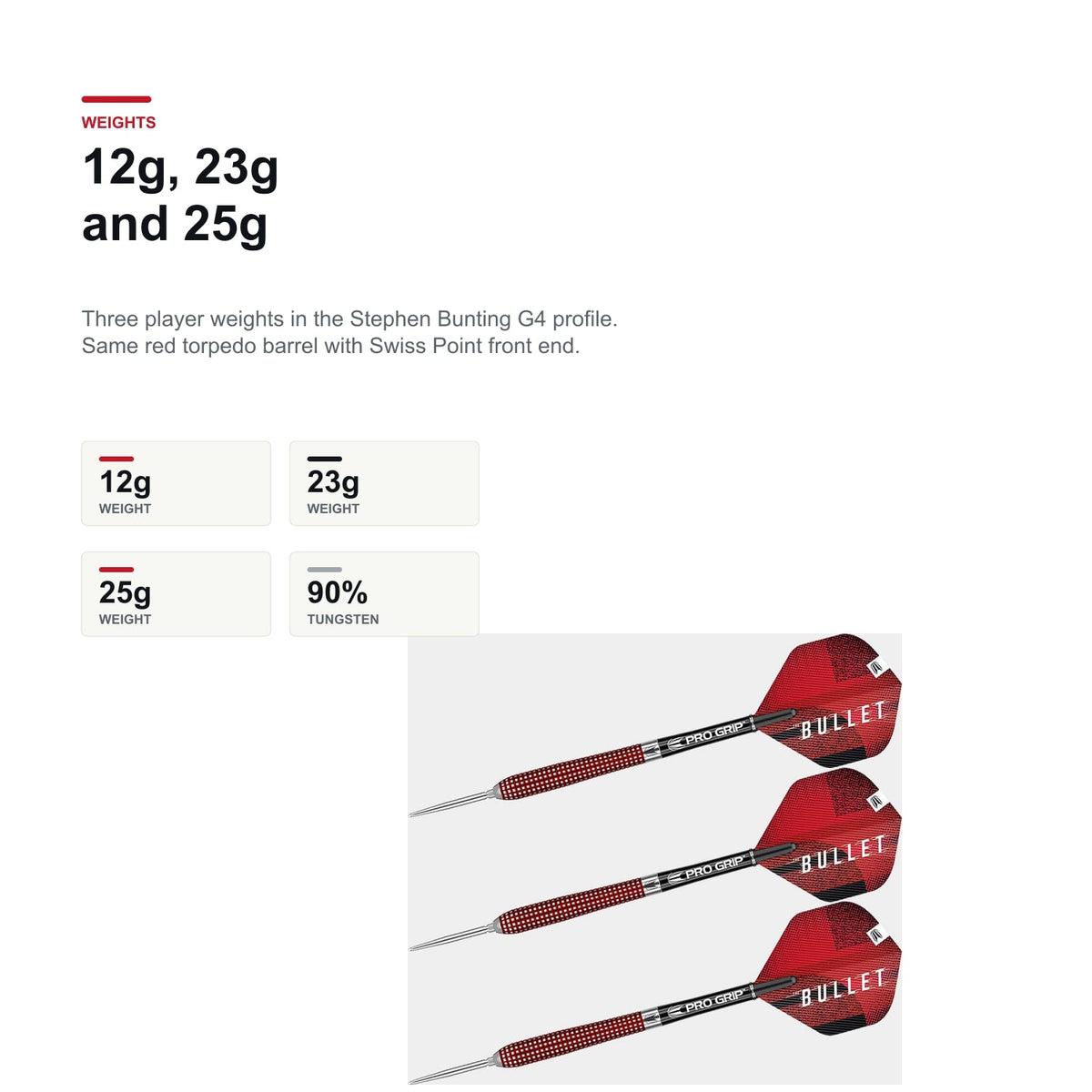 Target Stephen Bunting G4 90% Swiss 12g 23g and 25g player weights