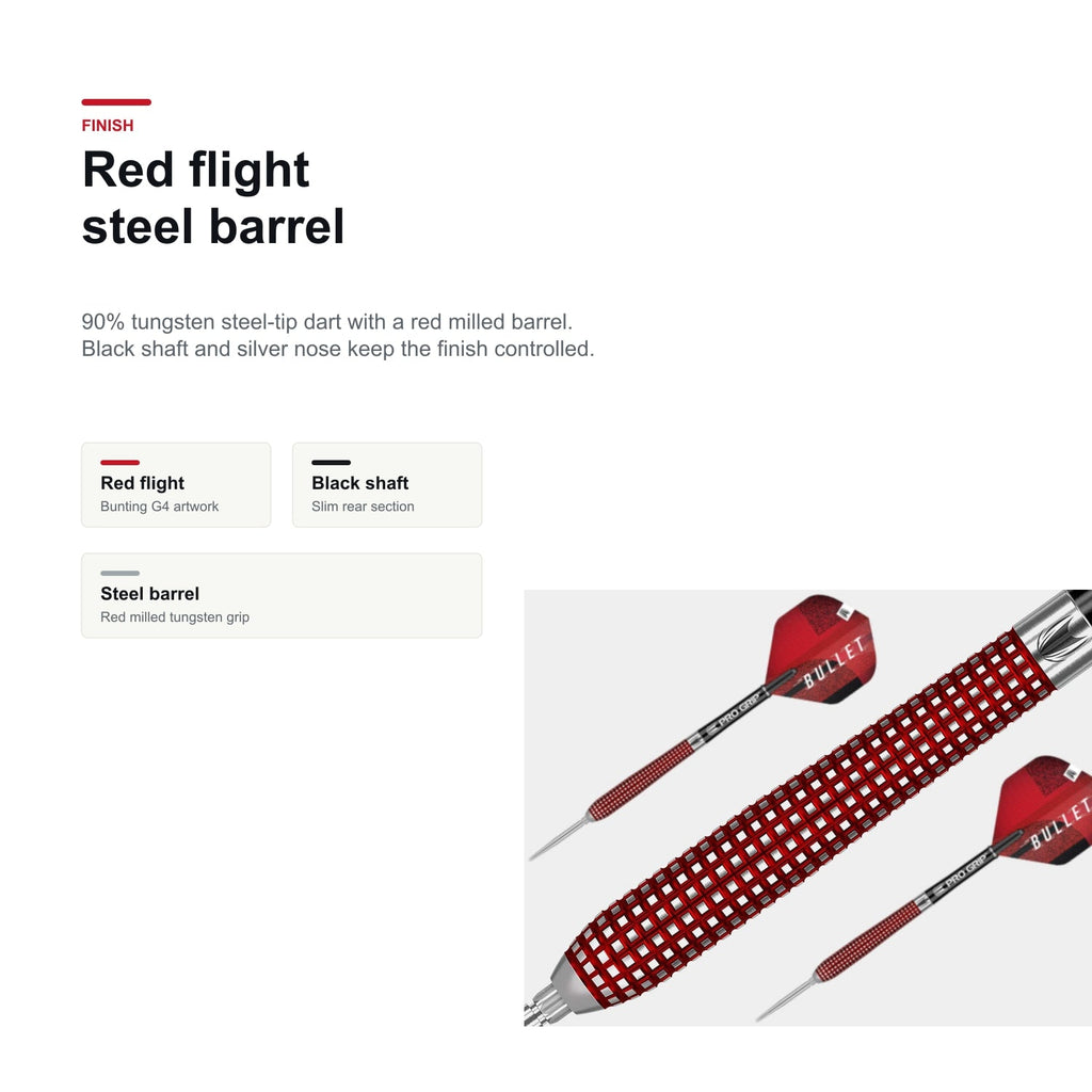 Target Stephen Bunting G4 90% Swiss red flight and steel barrel finish