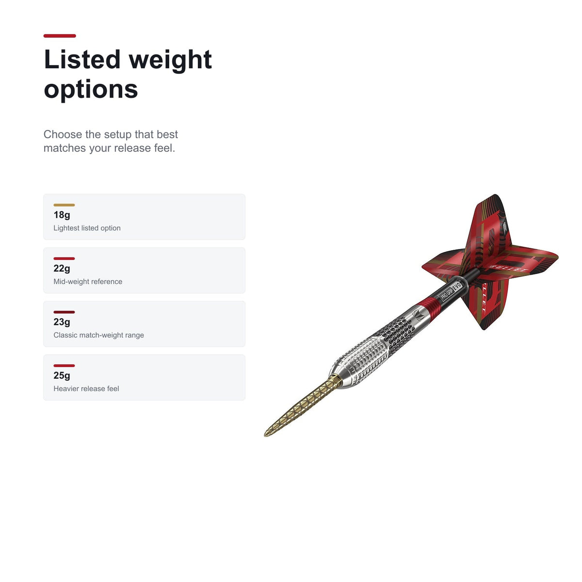 Target Stephen Bunting G5 listed weight options