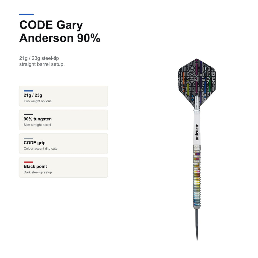 Unicorn CODE Gary Anderson darts 90% product profile