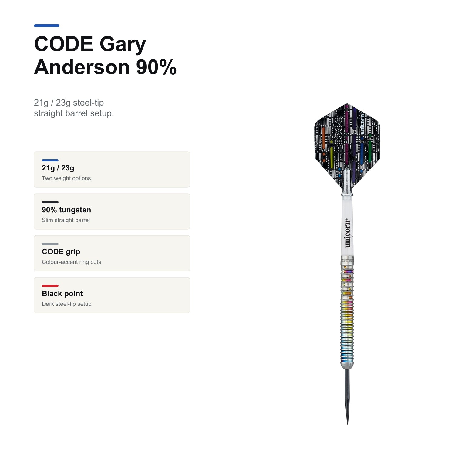 Unicorn CODE Gary Anderson darts 90% product profile