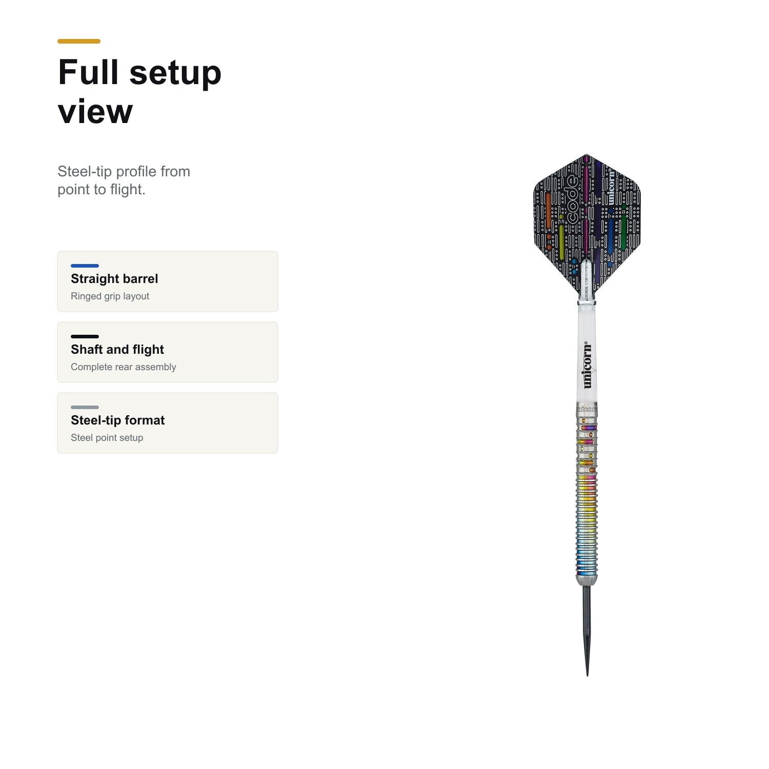 Unicorn CODE Gary Anderson darts 90% full setup view