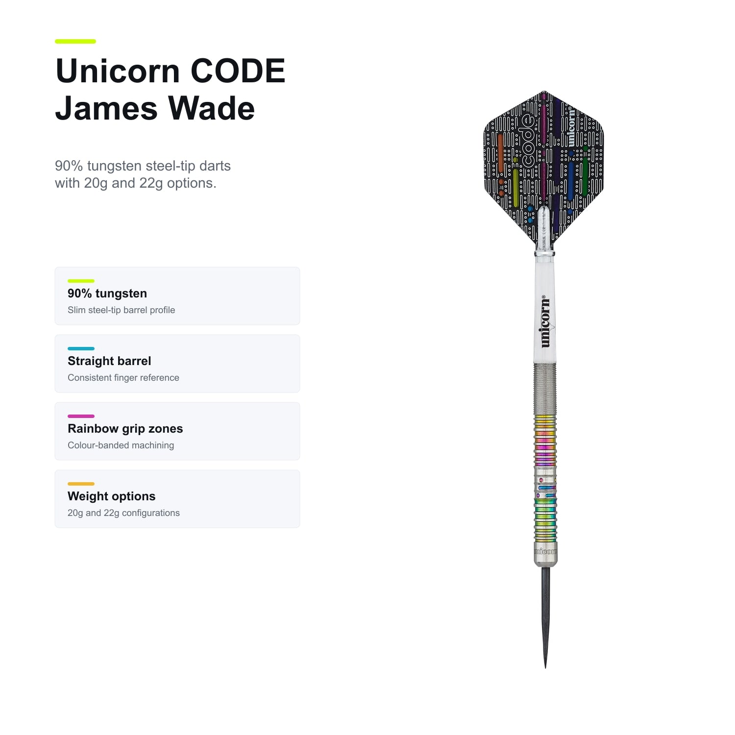Unicorn CODE James Wade darts 90% - product profile