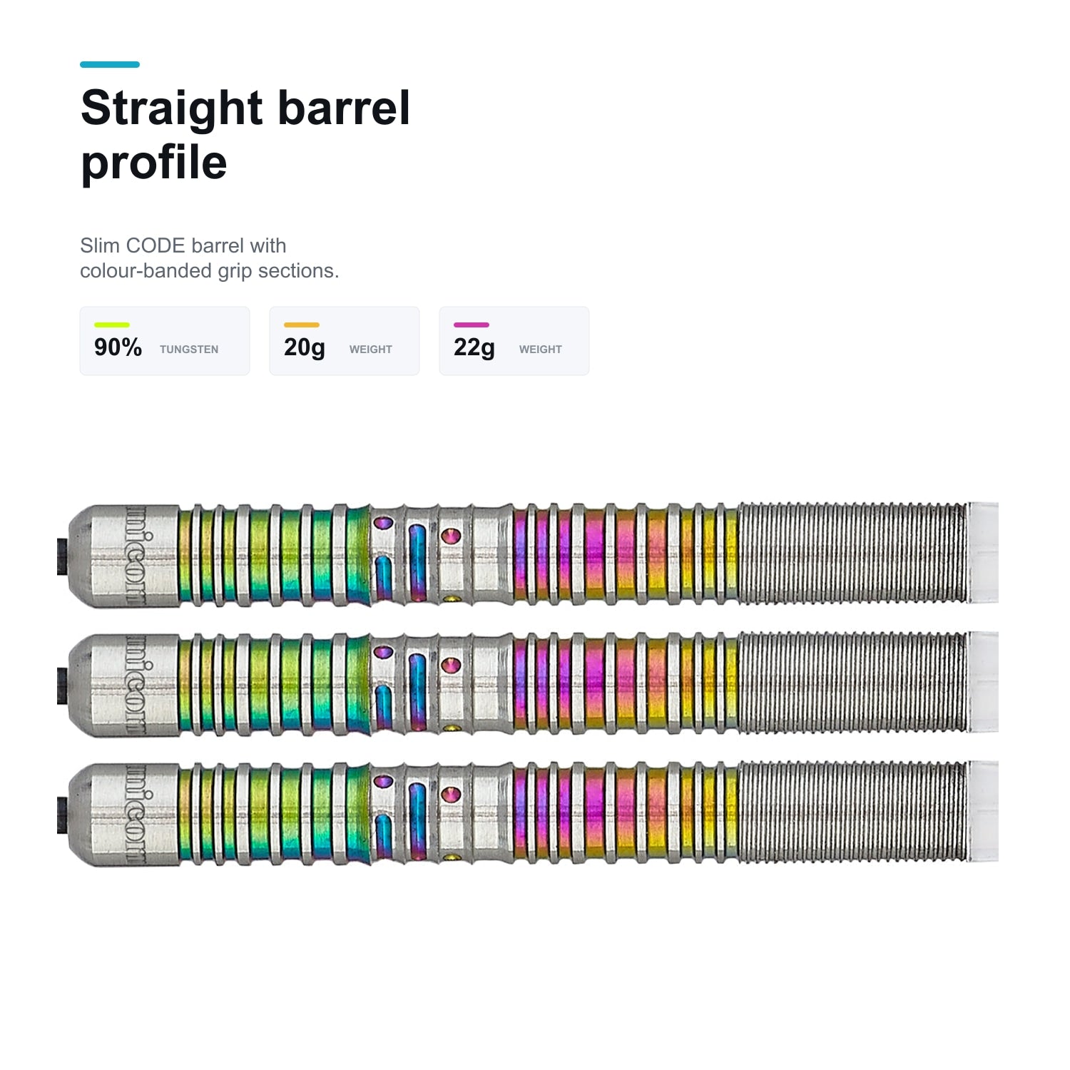 Unicorn CODE James Wade darts 90% - straight barrel profile