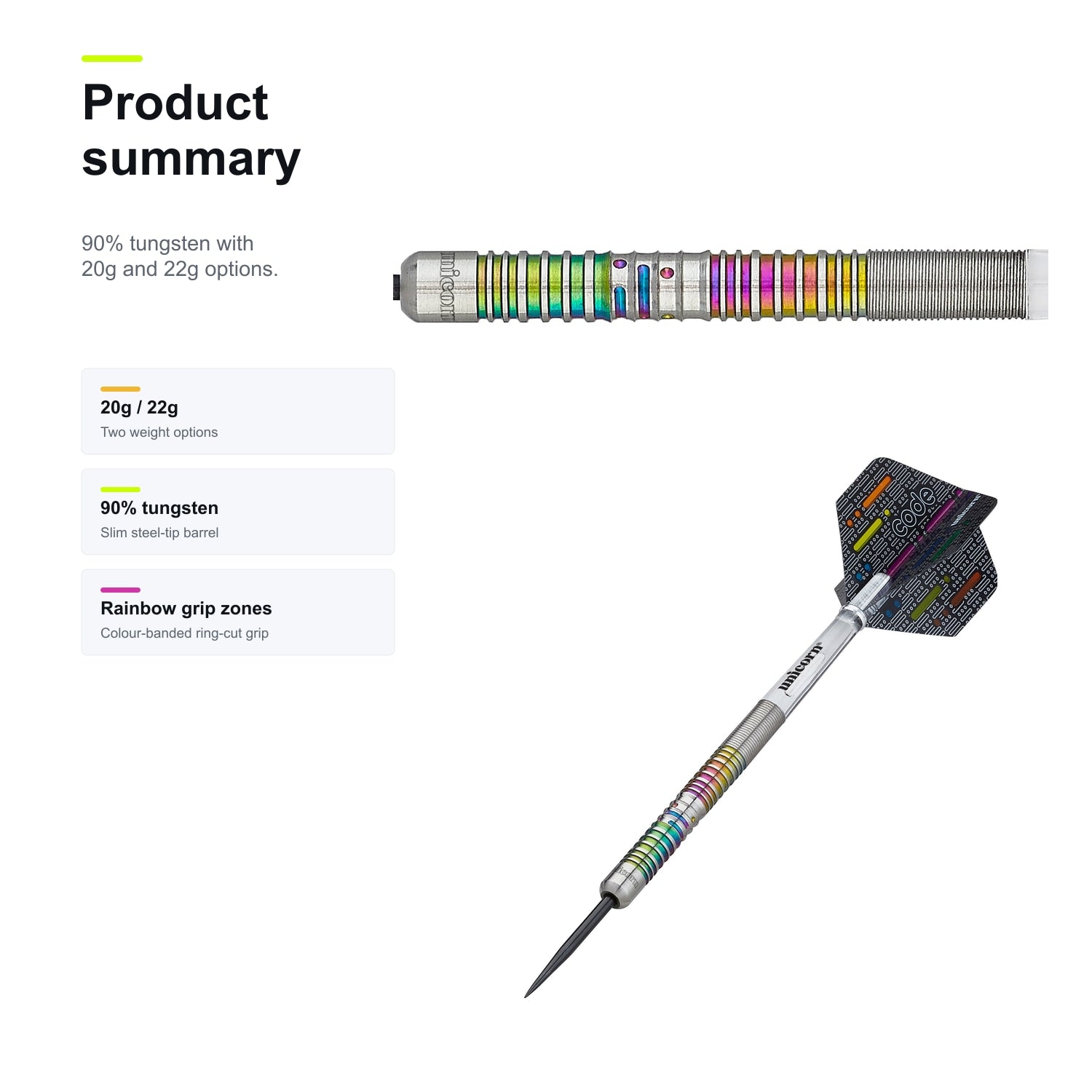 Unicorn CODE James Wade darts 90% - product summary