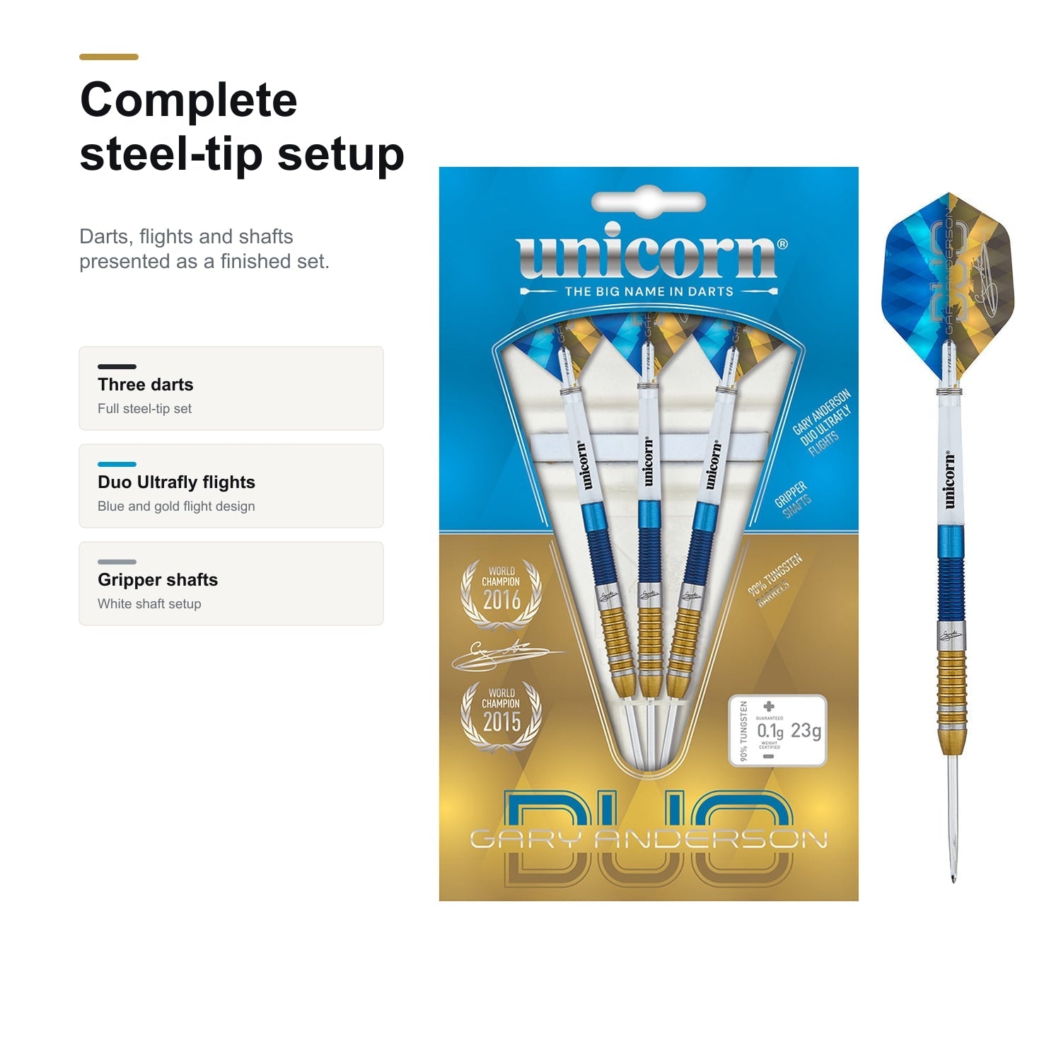 Unicorn Gary Anderson Duo 90% complete steel tip setup image