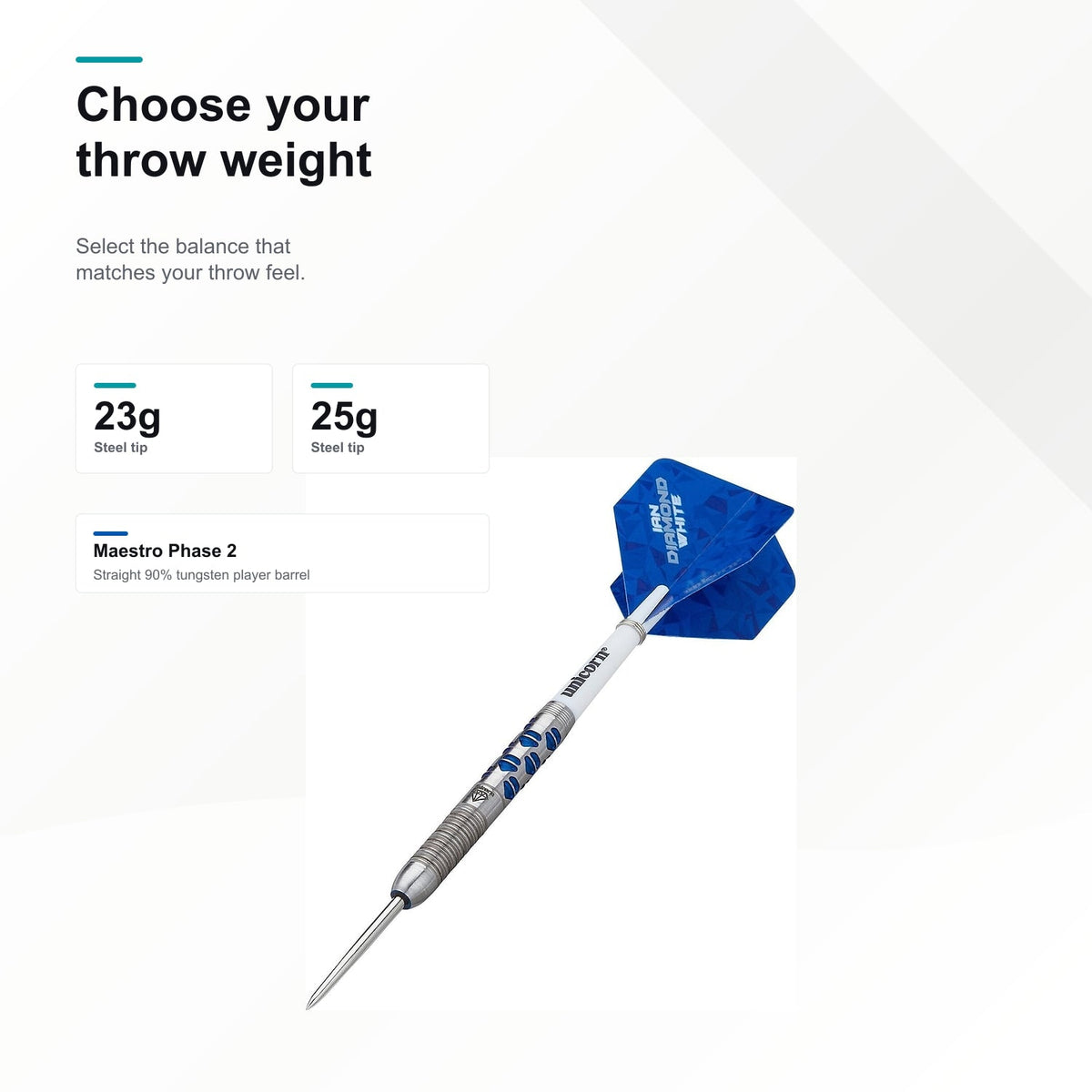 Unicorn Ian White Maestro Phase 2 90% darts weight options