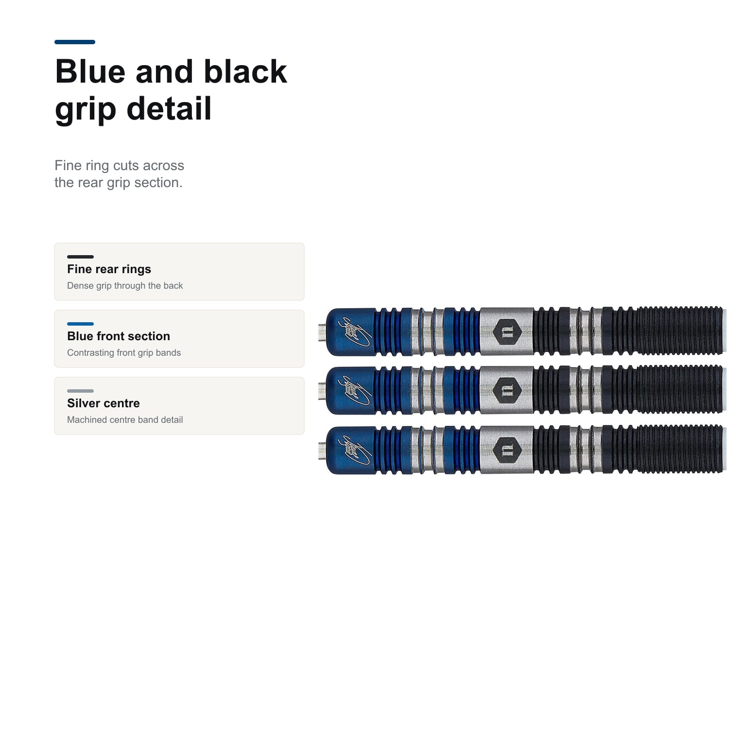 Unicorn James Wade Two-Tone 90% blue and black grip detail image