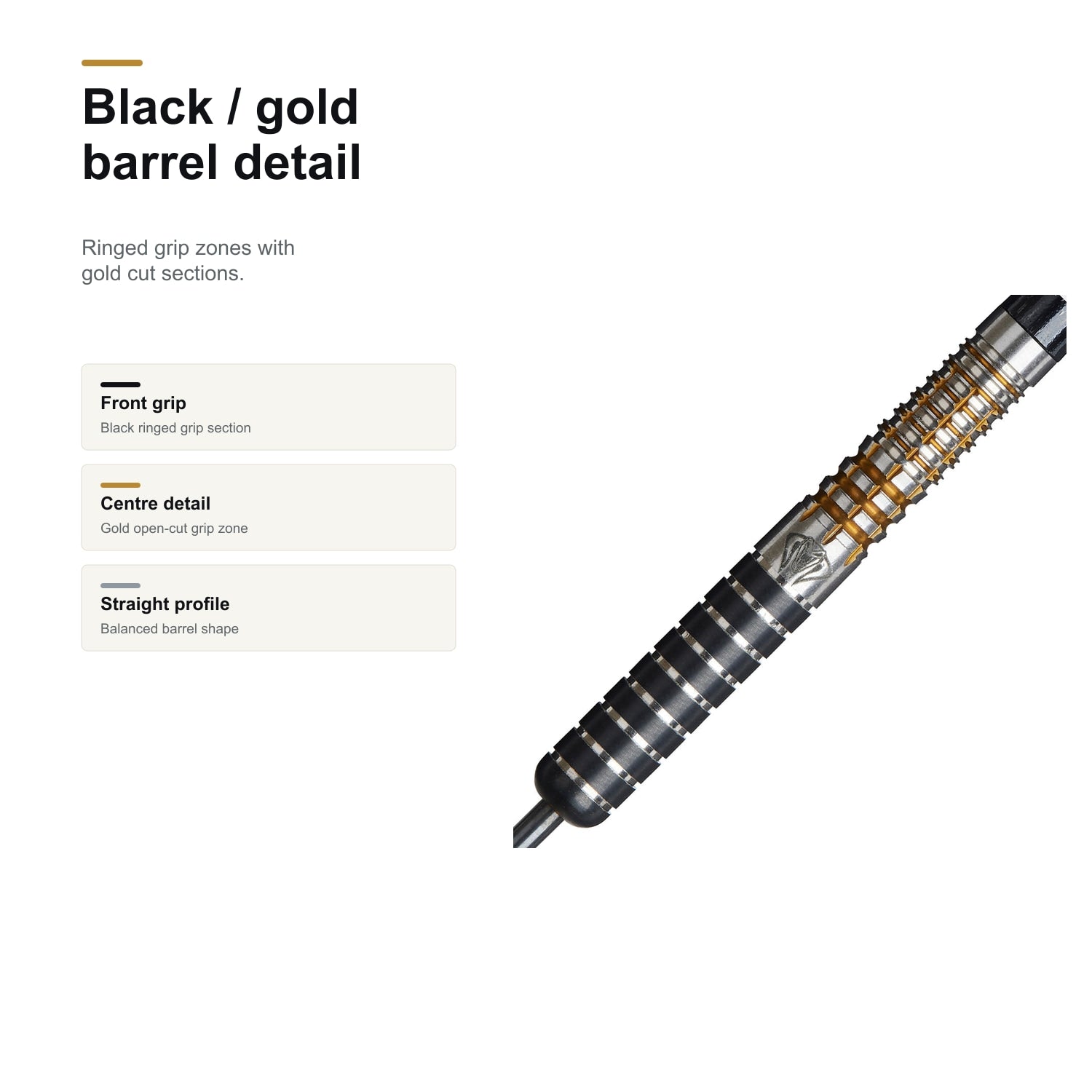 Unicorn Jeffrey de Zwaan Phase 3 90% black and gold barrel detail