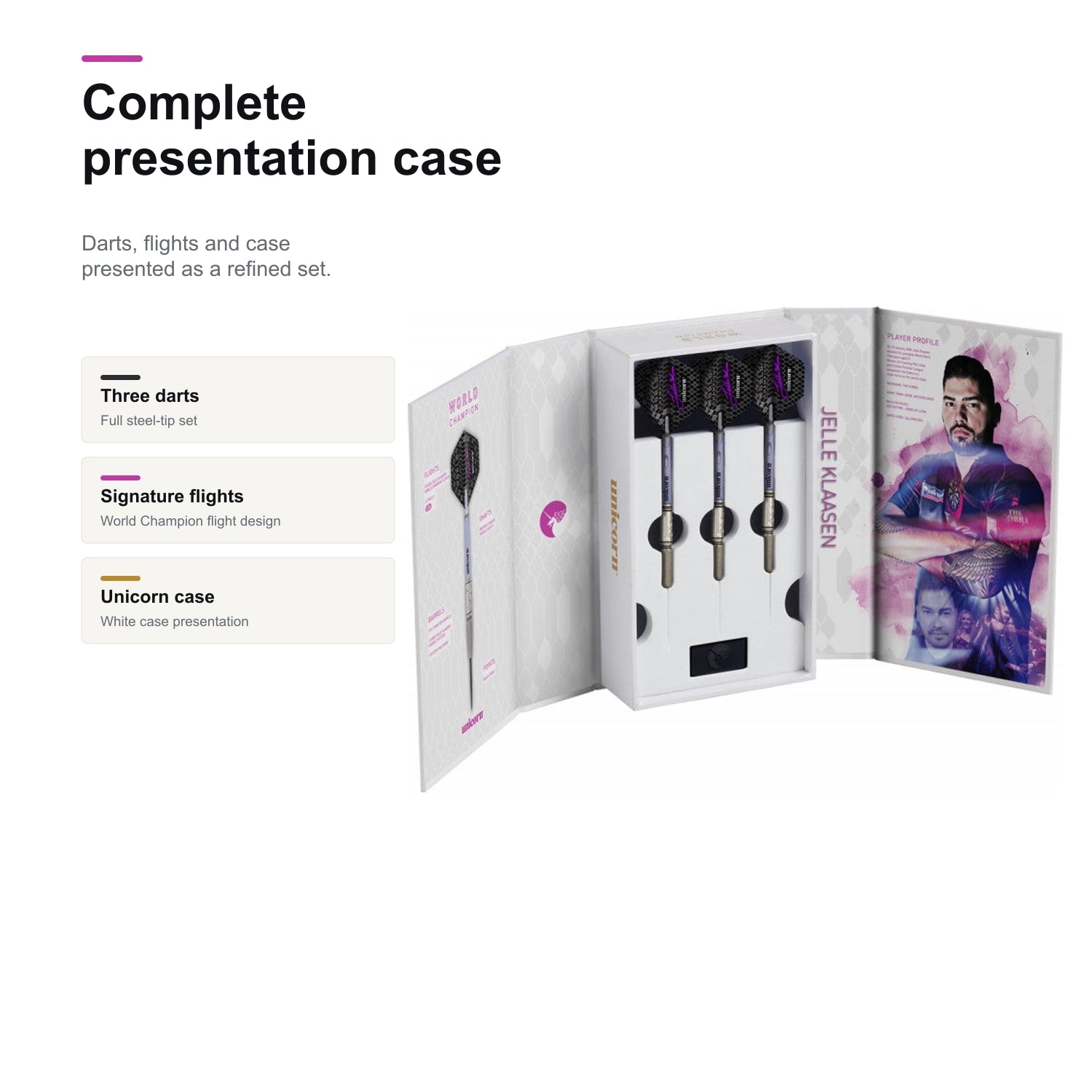 Unicorn Jelle Klaasen World Champion 97% complete presentation case