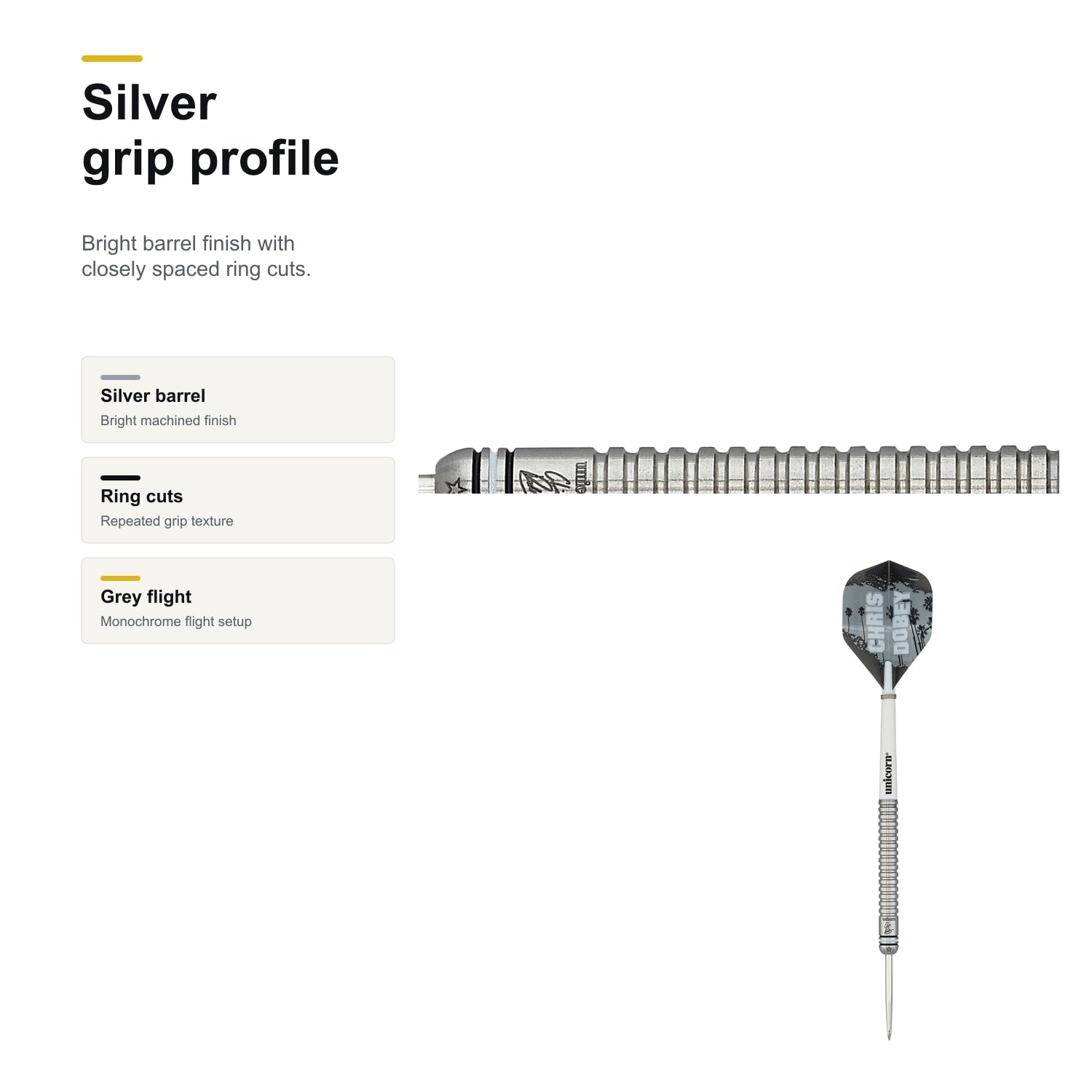 Unicorn Maestro Chris Dobey 90% silver grip profile