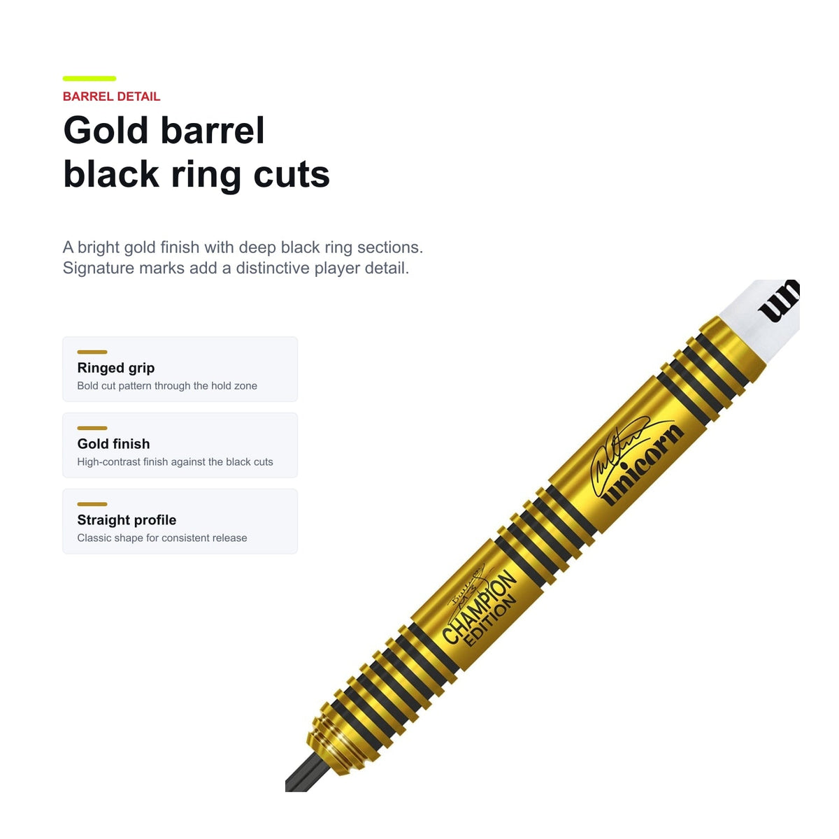 Unicorn Michael Smith Champion Edition 90% gold ringed barrel detail
