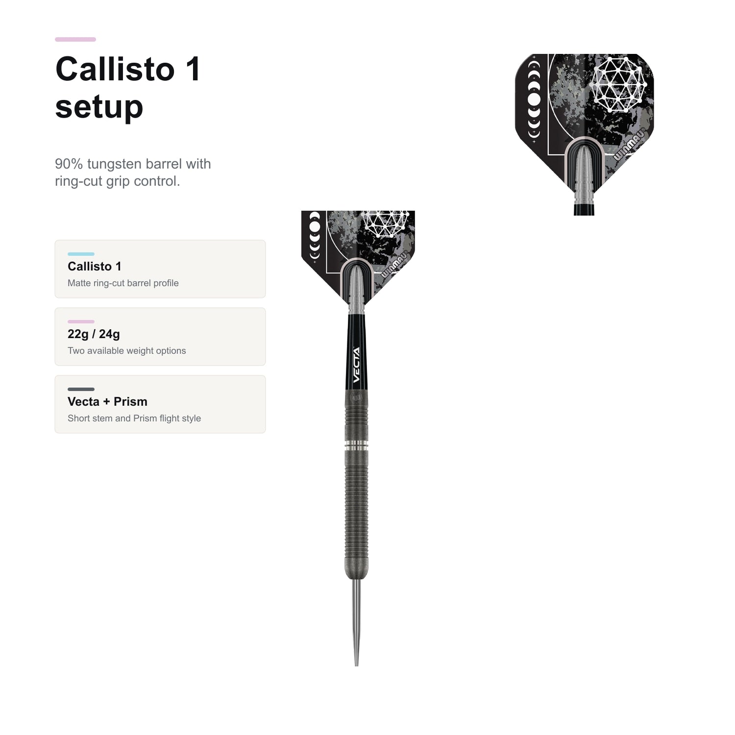 Winmau Callisto 1 90% Darts setup details