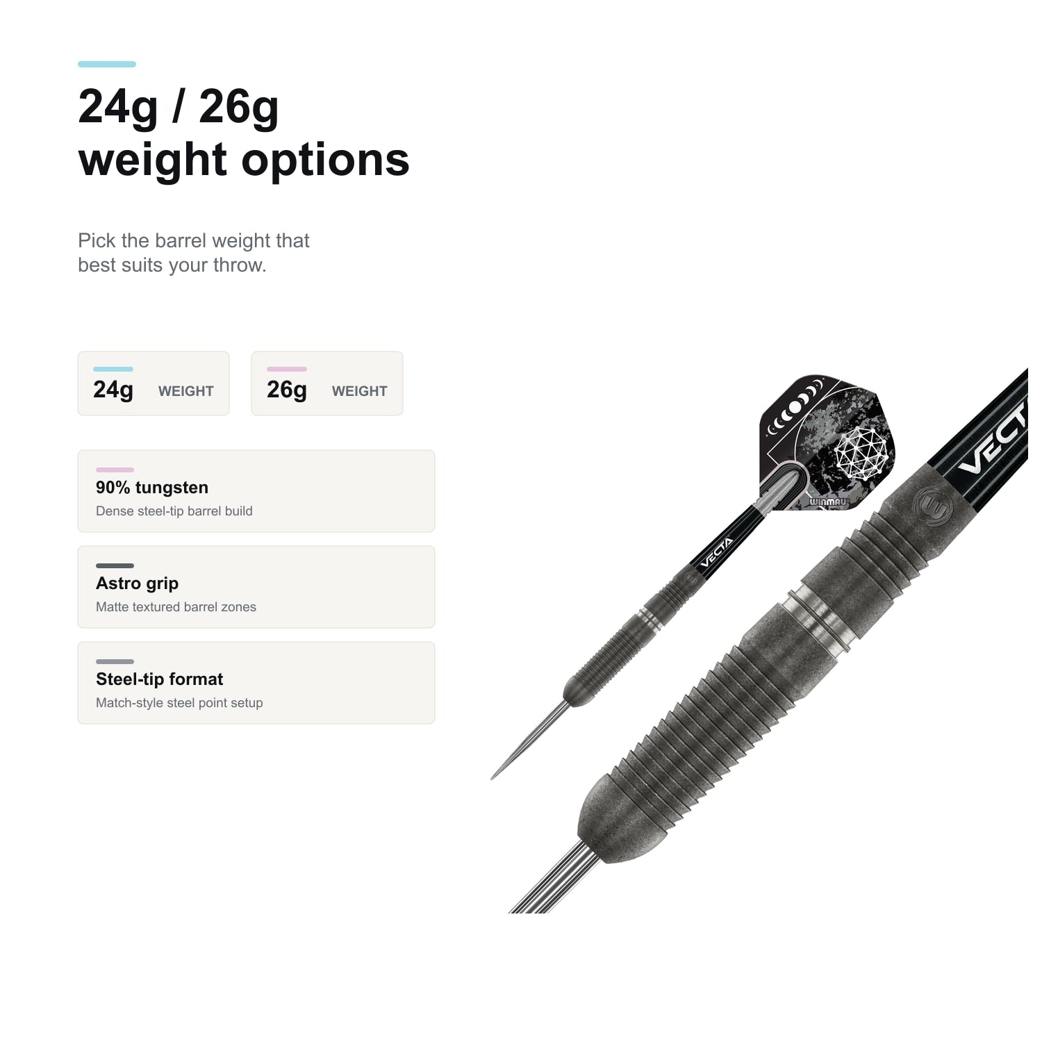 Winmau Callisto 3 90% Darts 24g and 26g weight options