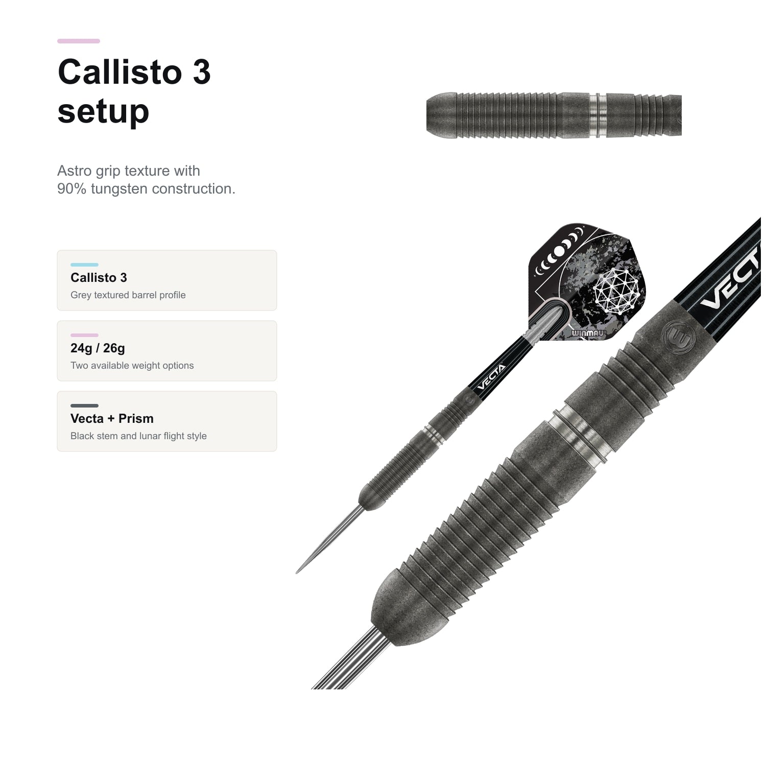 Winmau Callisto 3 90% Darts setup details