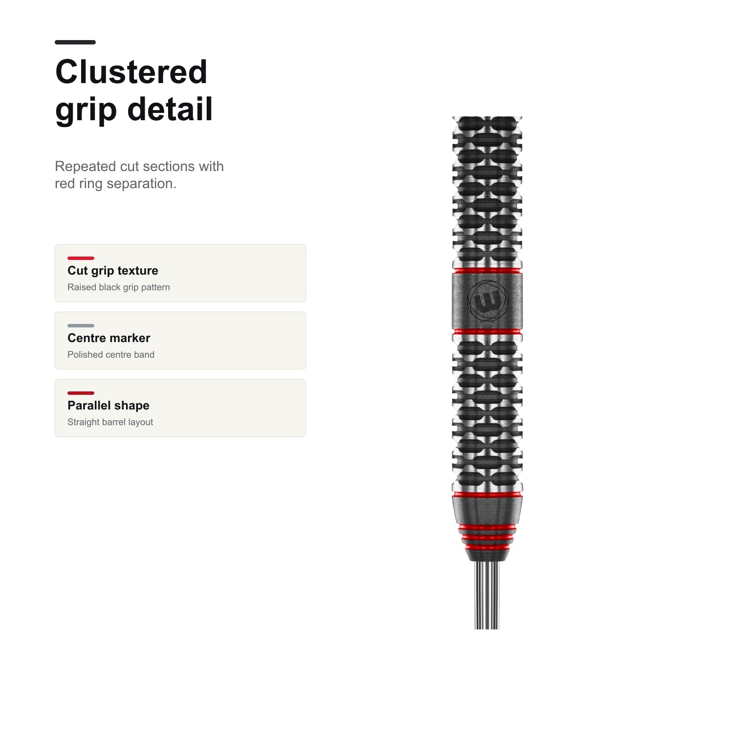 Winmau Cypher 90% darts clustered grip detail