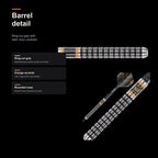Winmau Danny Noppert 90% Tungsten Steeltip darts barrel detail