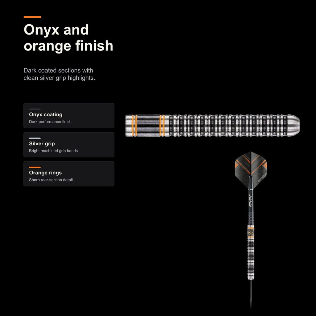 Winmau Danny Noppert 90% Tungsten Steeltip darts onyx and orange finish