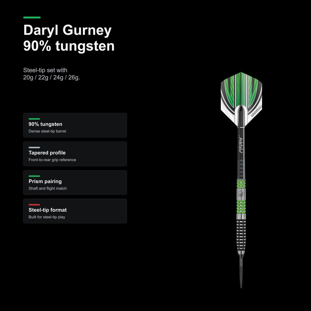 Winmau Daryl Gurney 90% Tungsten alloy darts - product profile