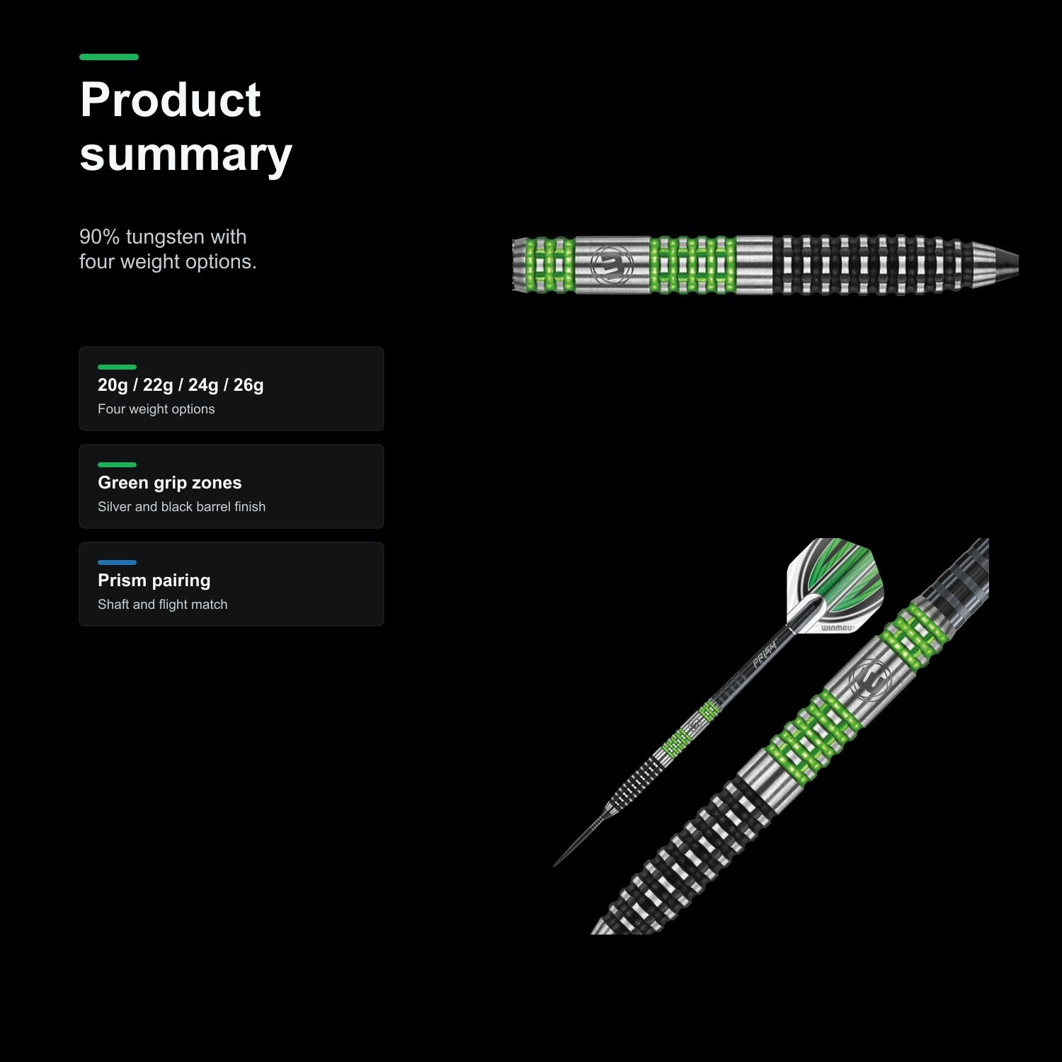 Winmau Daryl Gurney 90% Tungsten alloy darts - product summary
