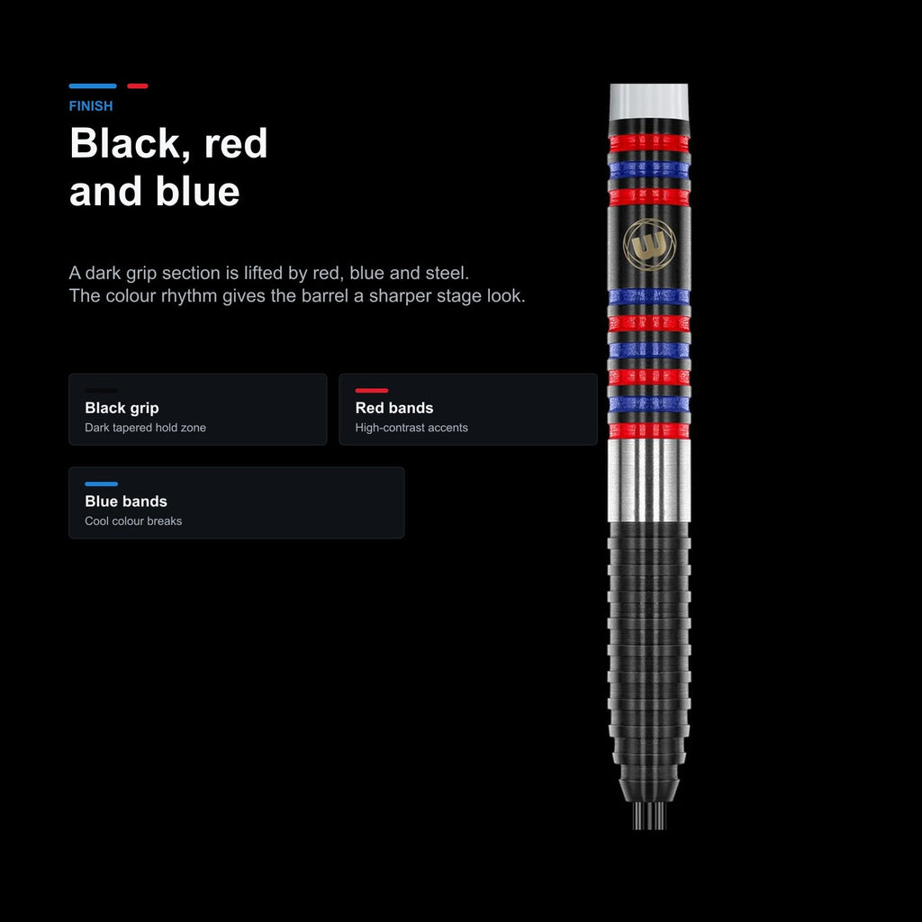 Winmau Daryl Gurney Pro-Series 85% black red and blue finish image
