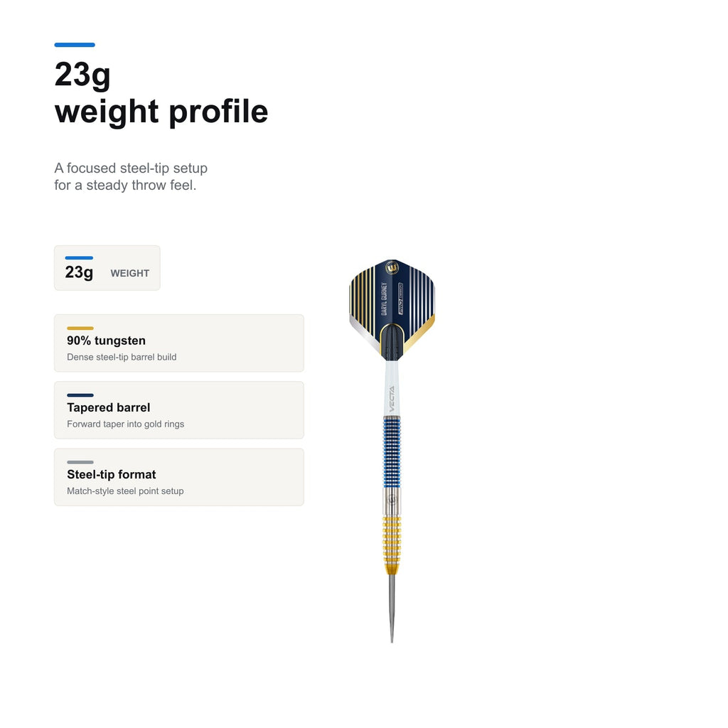 WINMAU Daryl Gurney SC 1.0 Series 90% Darts 23g weight profile