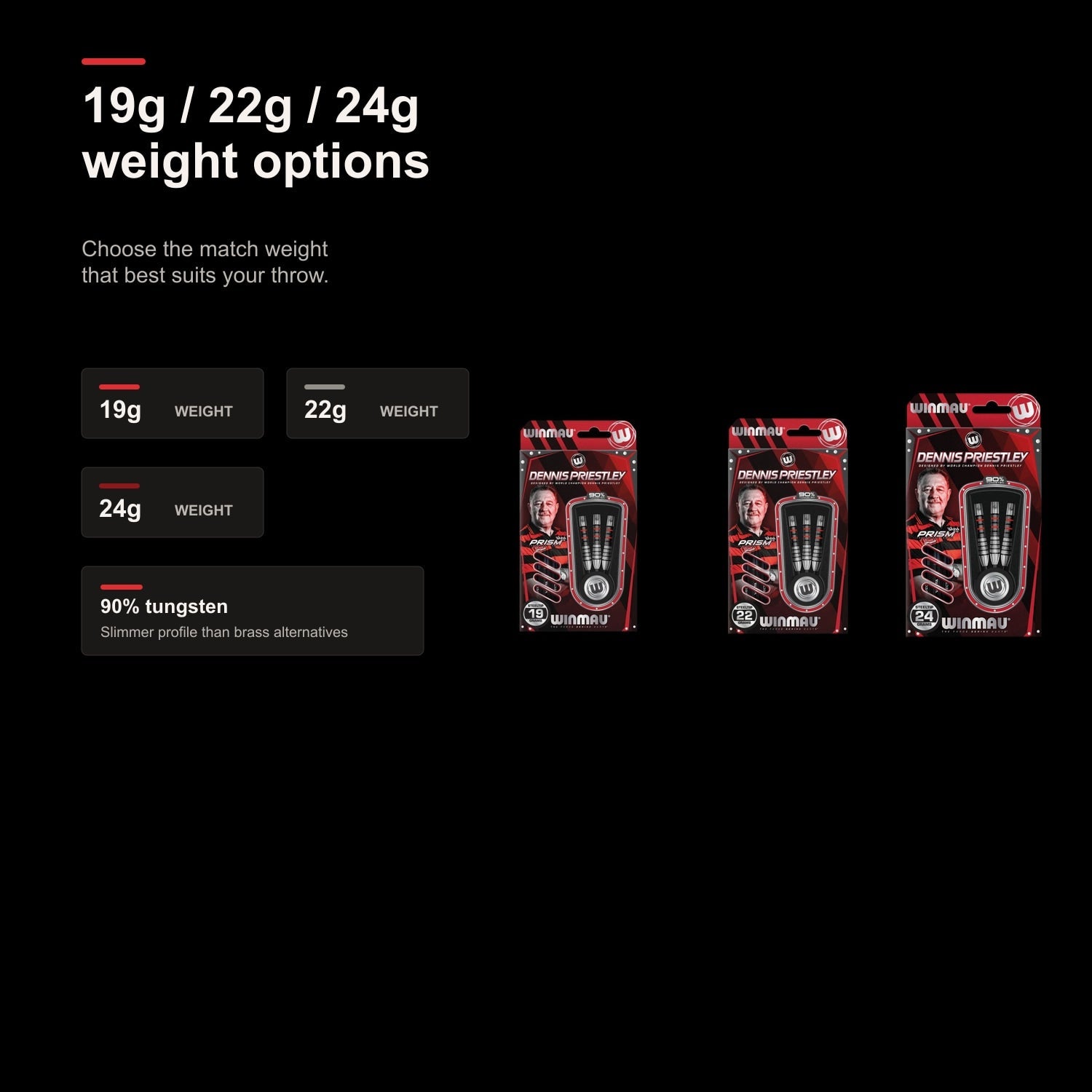 Winmau Dennis Priestley Diamond 3-Zero 90% 19g 22g 24g weight options