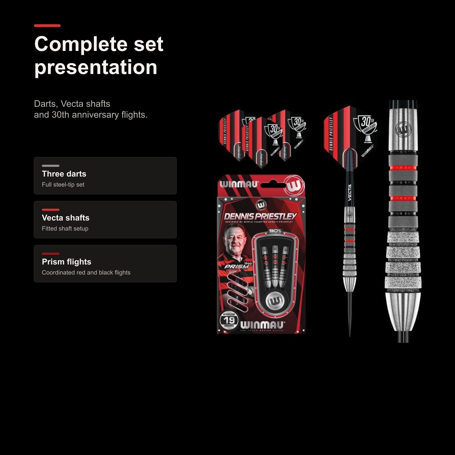 Winmau Dennis Priestley Diamond 3-Zero 90% complete set presentation