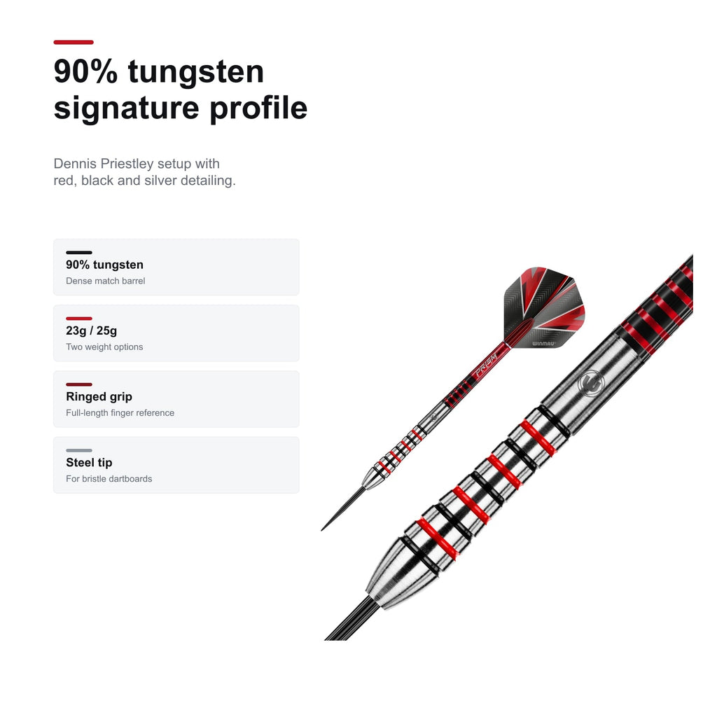 WINMAU Dennis Priestley Signature Series 90% tungsten profile