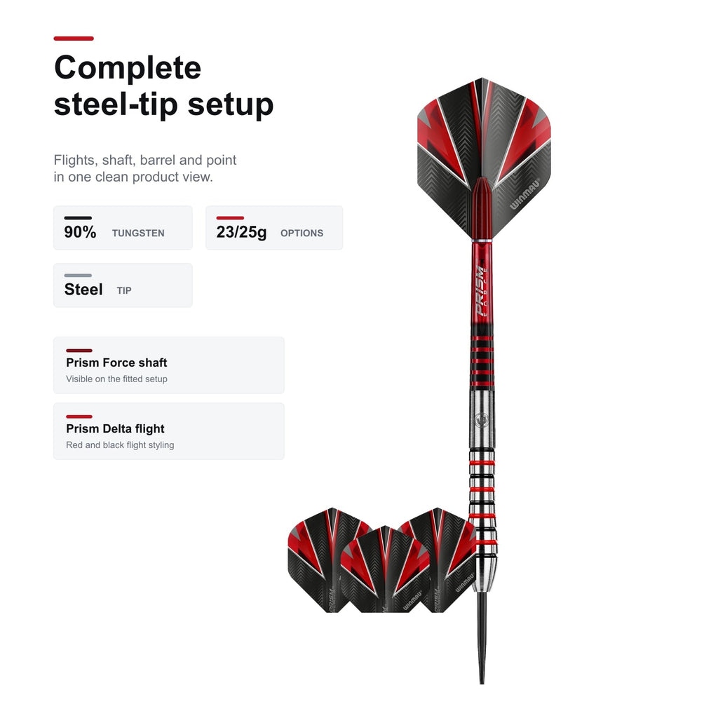 WINMAU Dennis Priestley Signature Series complete steel-tip dart setup