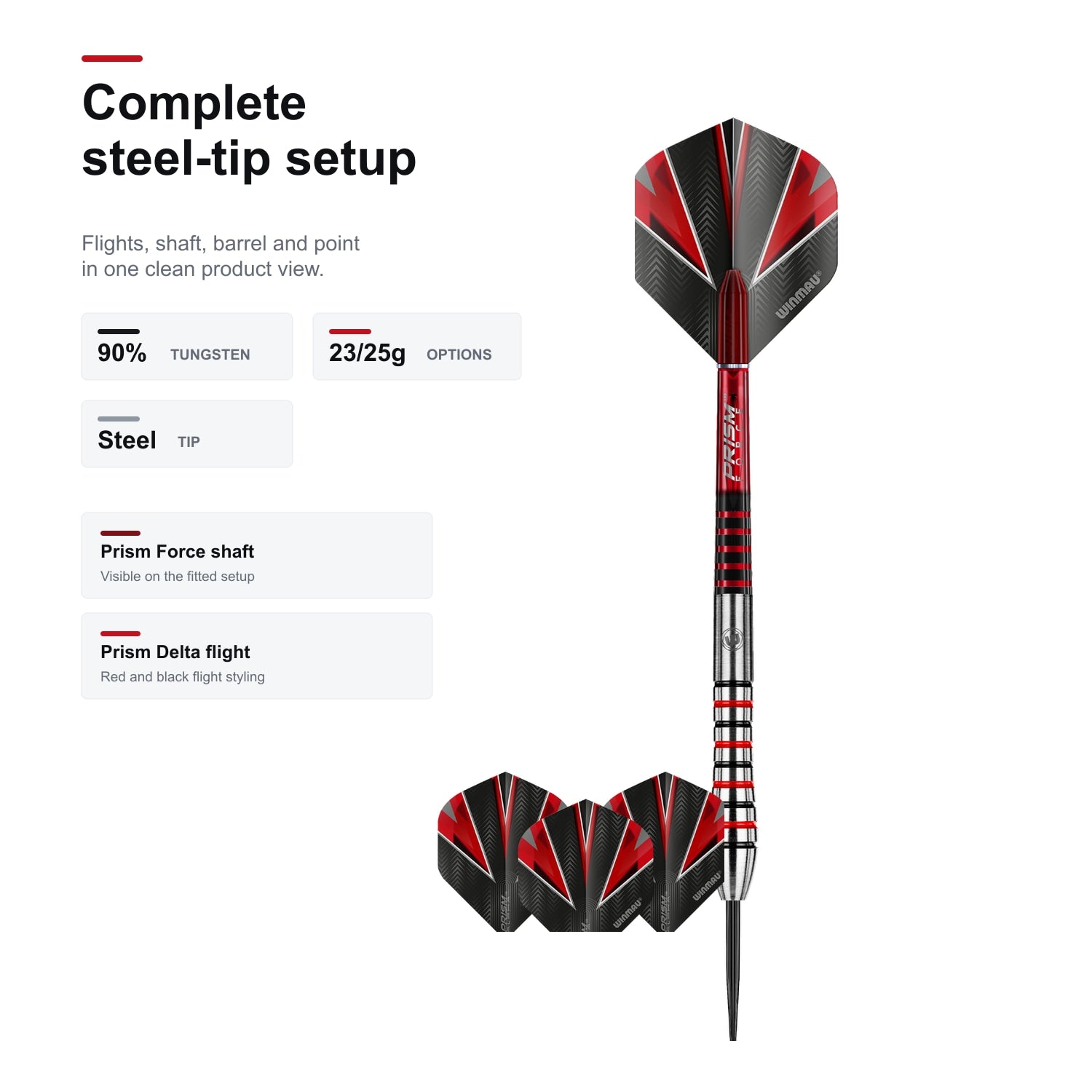 WINMAU Dennis Priestley Signature Series complete steel-tip dart setup