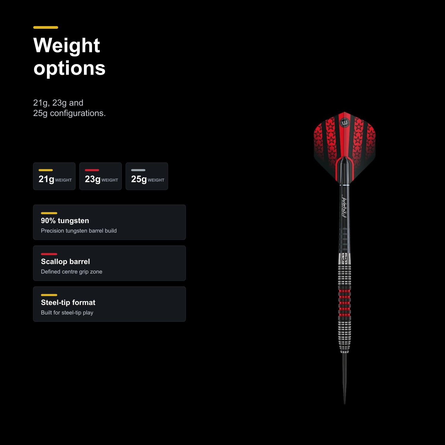 Winmau Joe Cullen 90% Tungsten alloy Steeltip darts weight options