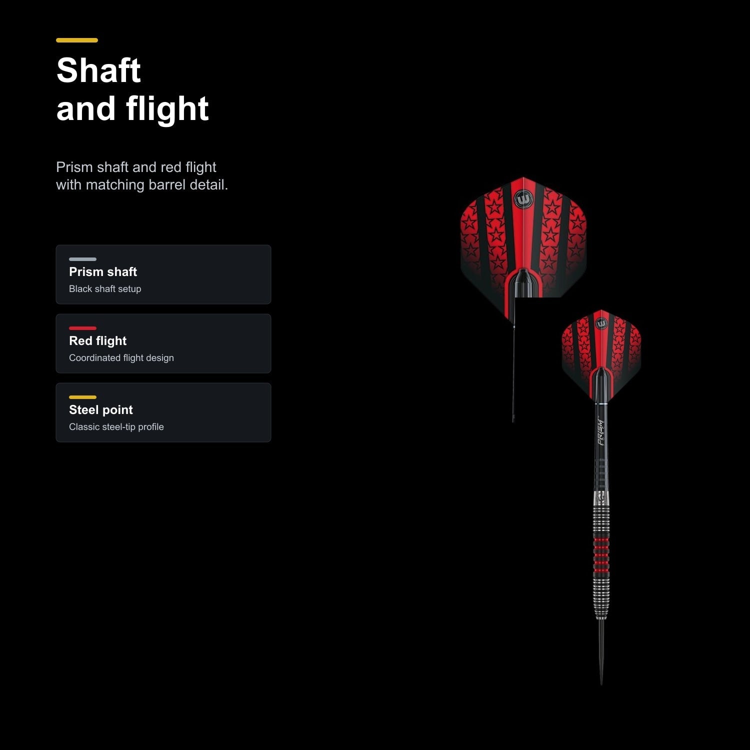 Winmau Joe Cullen 90% Tungsten alloy Steeltip darts shaft and flight