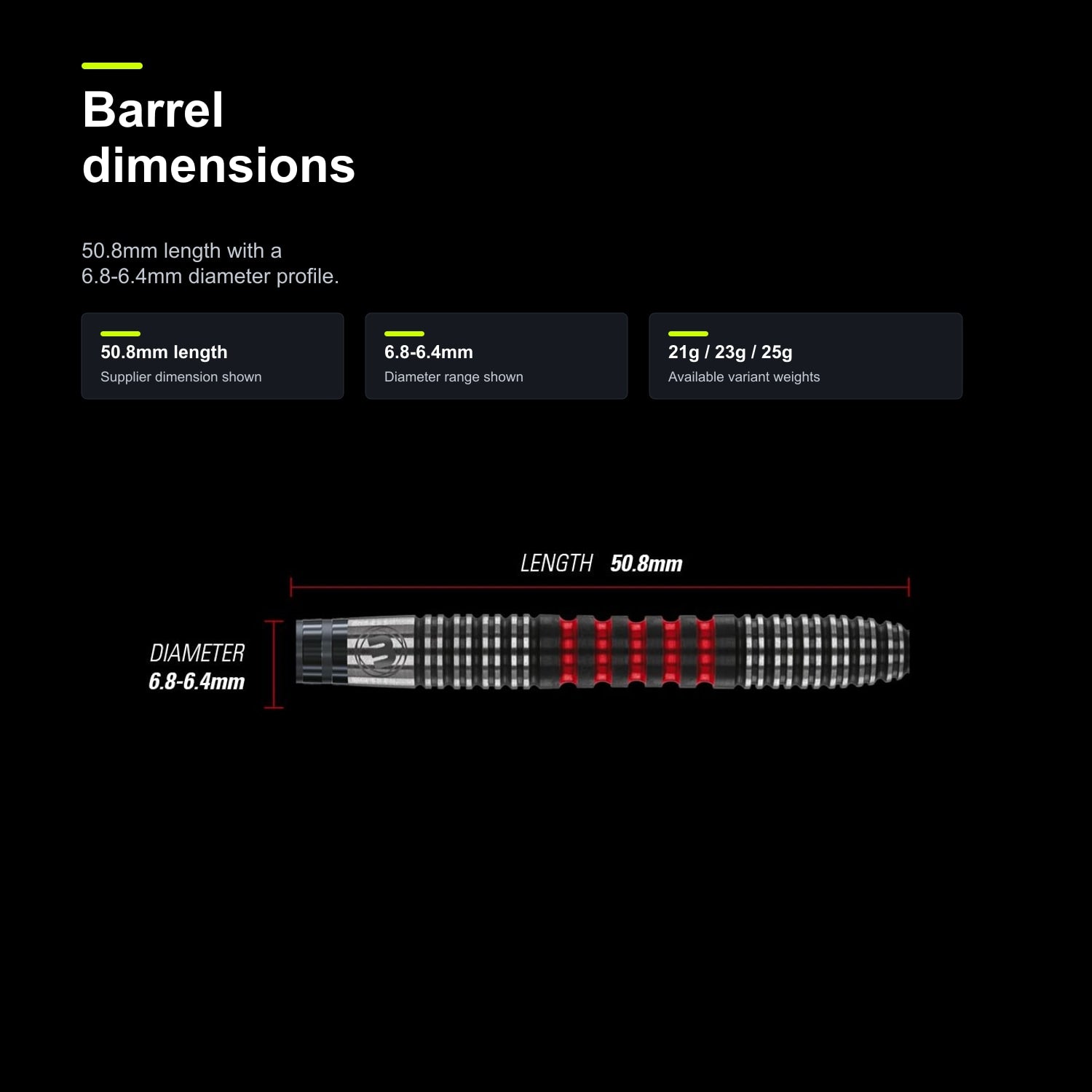 Winmau Joe Cullen 90% barrel dimensions image